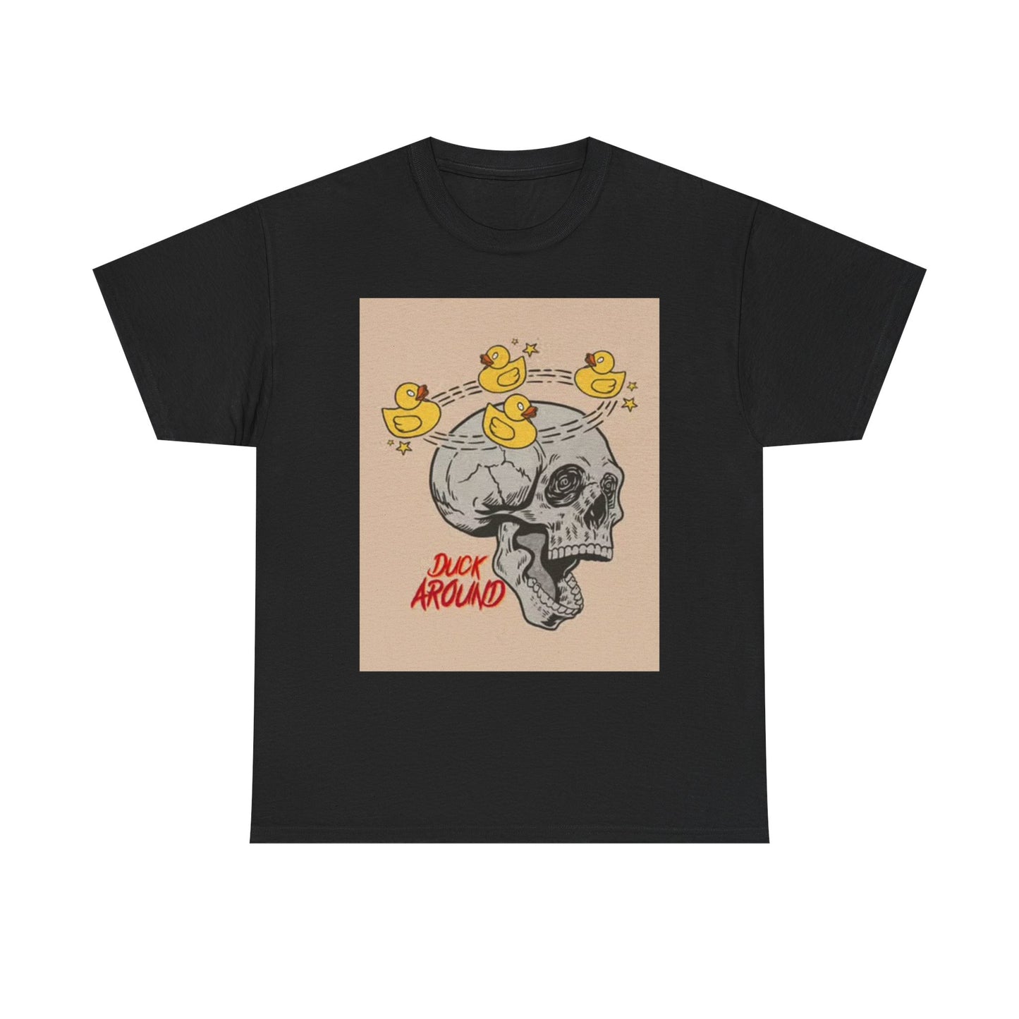 Duck Around Skull Graphic T Shirt Retro Funny Unisex Heavy Cotton Tee