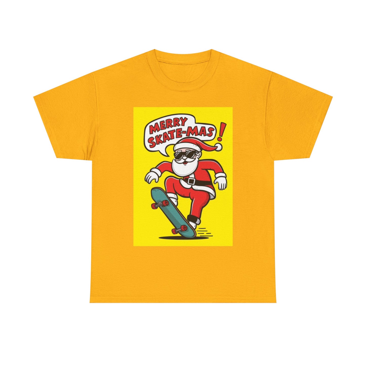 Merry Christmas Shirt Santa Skateboarding Graphic Unisex Heavy Cotton Tee