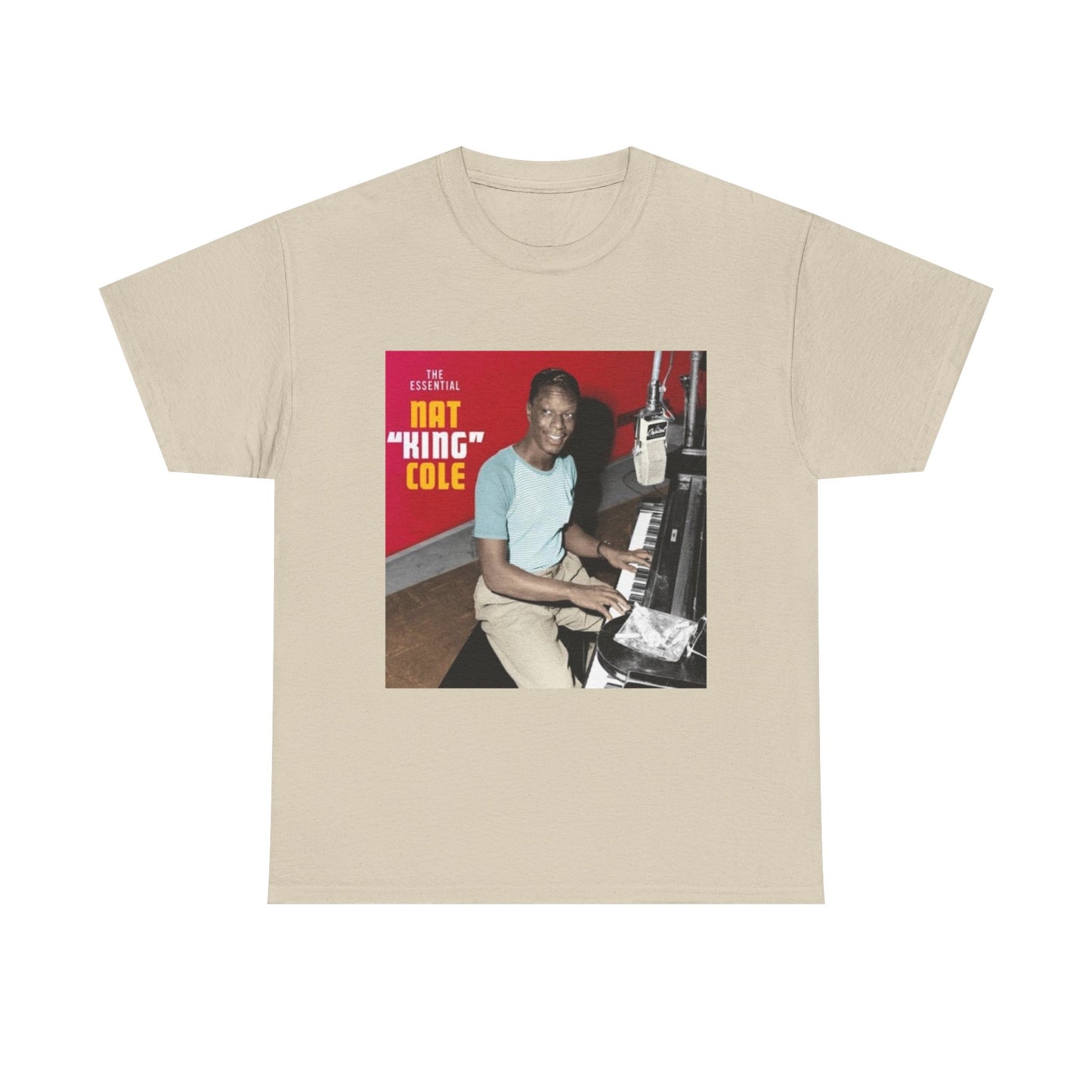 Nat King Cole Tshirt Vintage Piano Concert Poster retro Unisex Heavy Cotton Tee