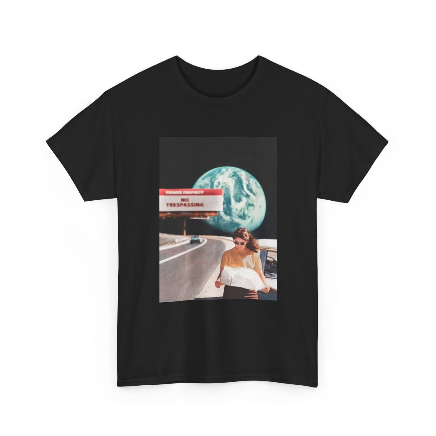 Space Travel Shirt Vintage Moon And Earth Graphic Unisex Heavy Cotton Tee