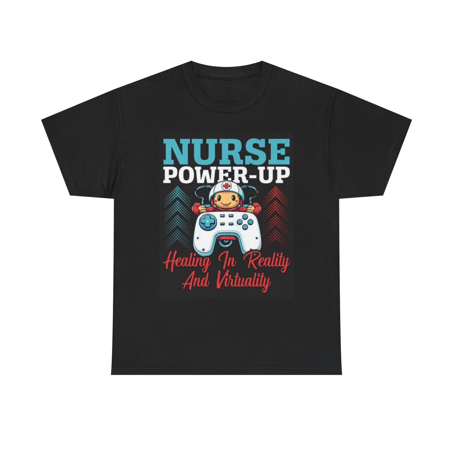 Nurse Power Up Shirt Funny CNA Hospital Gamer Graphic Unisex Heavy Cotton Tee