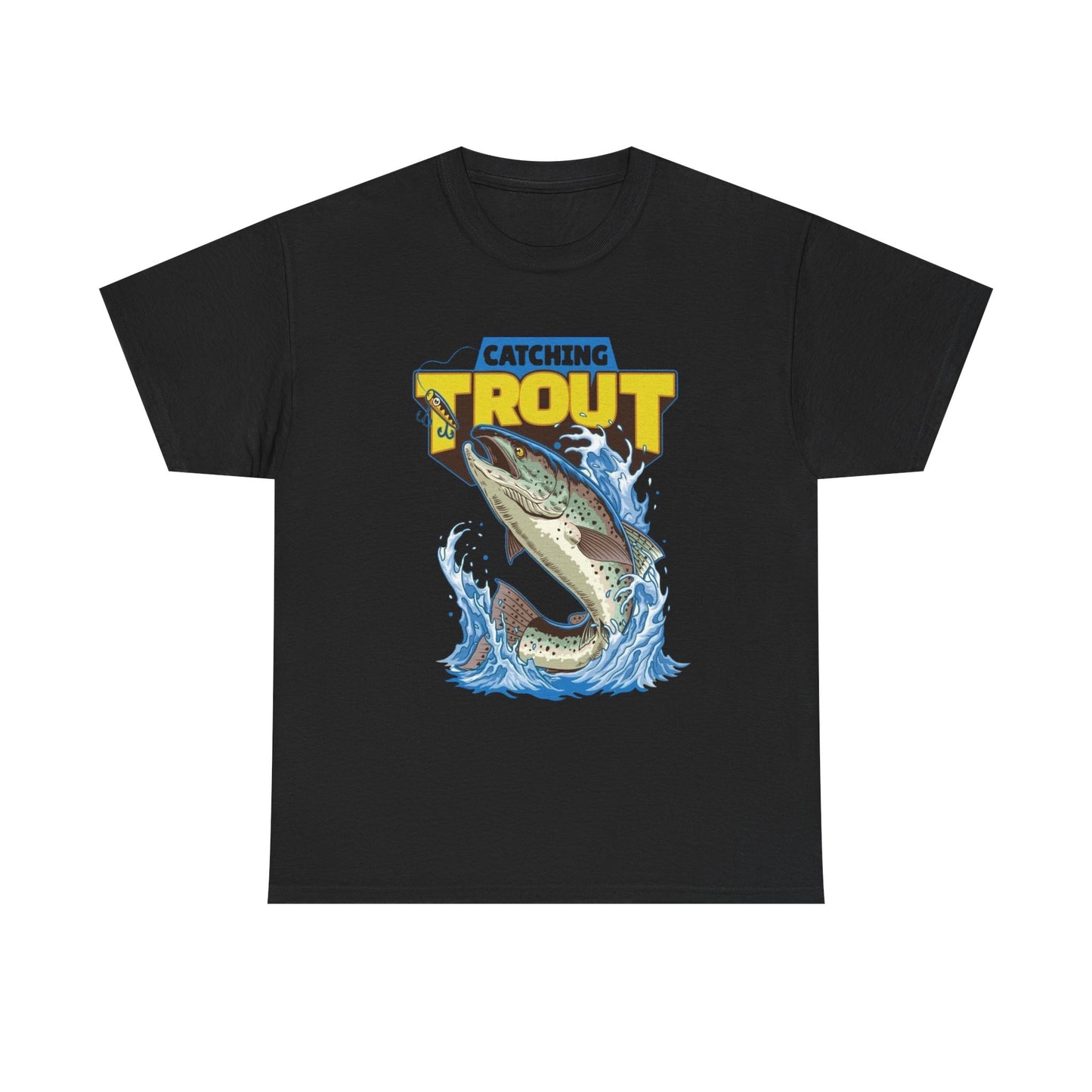 Catching Trout Fishing T Shirt Graphic Unisex Heavy Cotton Tee NEW GIFT