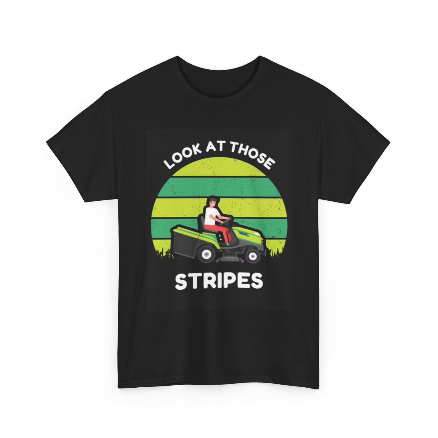 Lawn Care Stripes T Shirt Funny Dad Lawn Mower Grass Unisex Heavy Cotton Tee