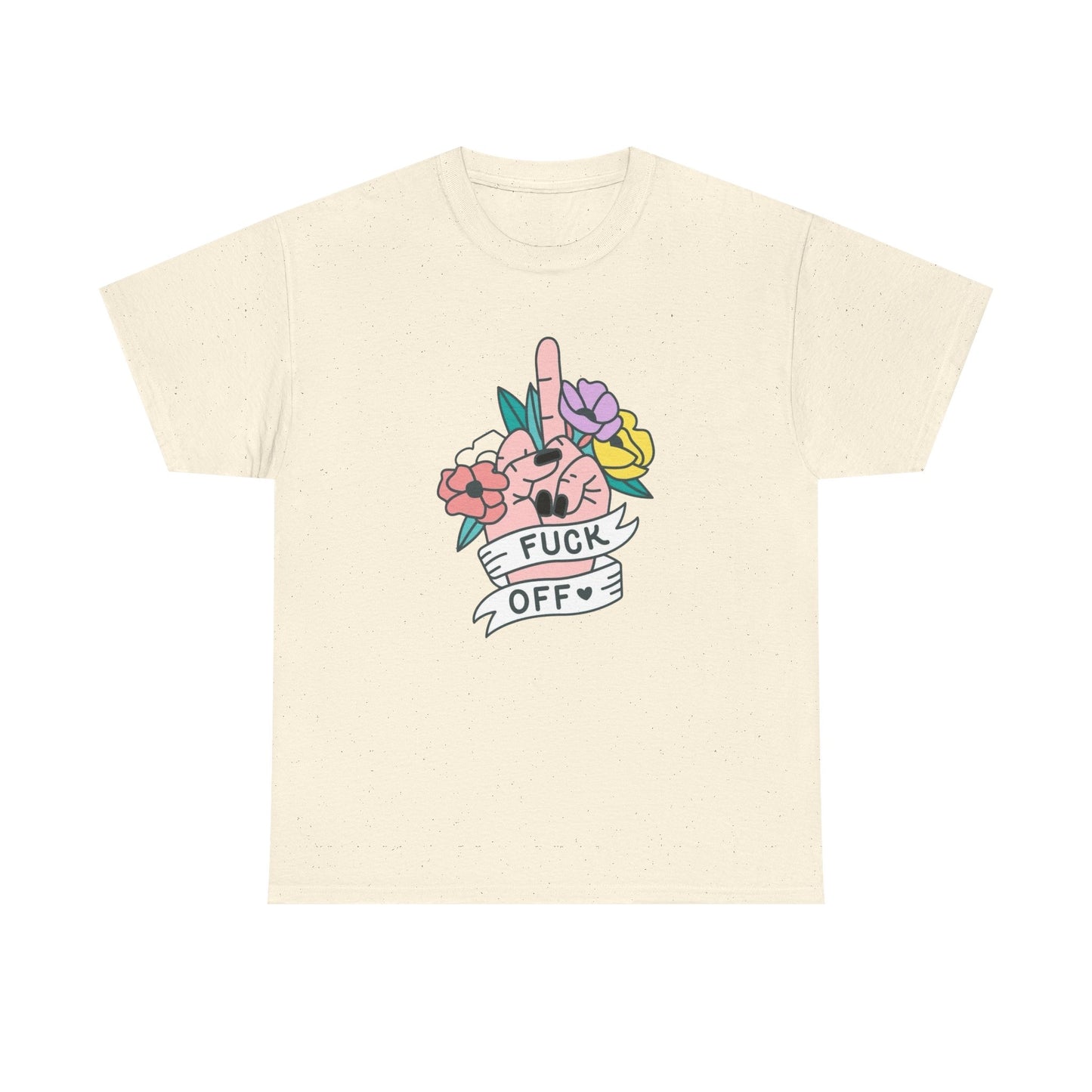 Flowers Middle Finger T Shirt Graphic Unisex Heavy Cotton Tee NEW GIFT