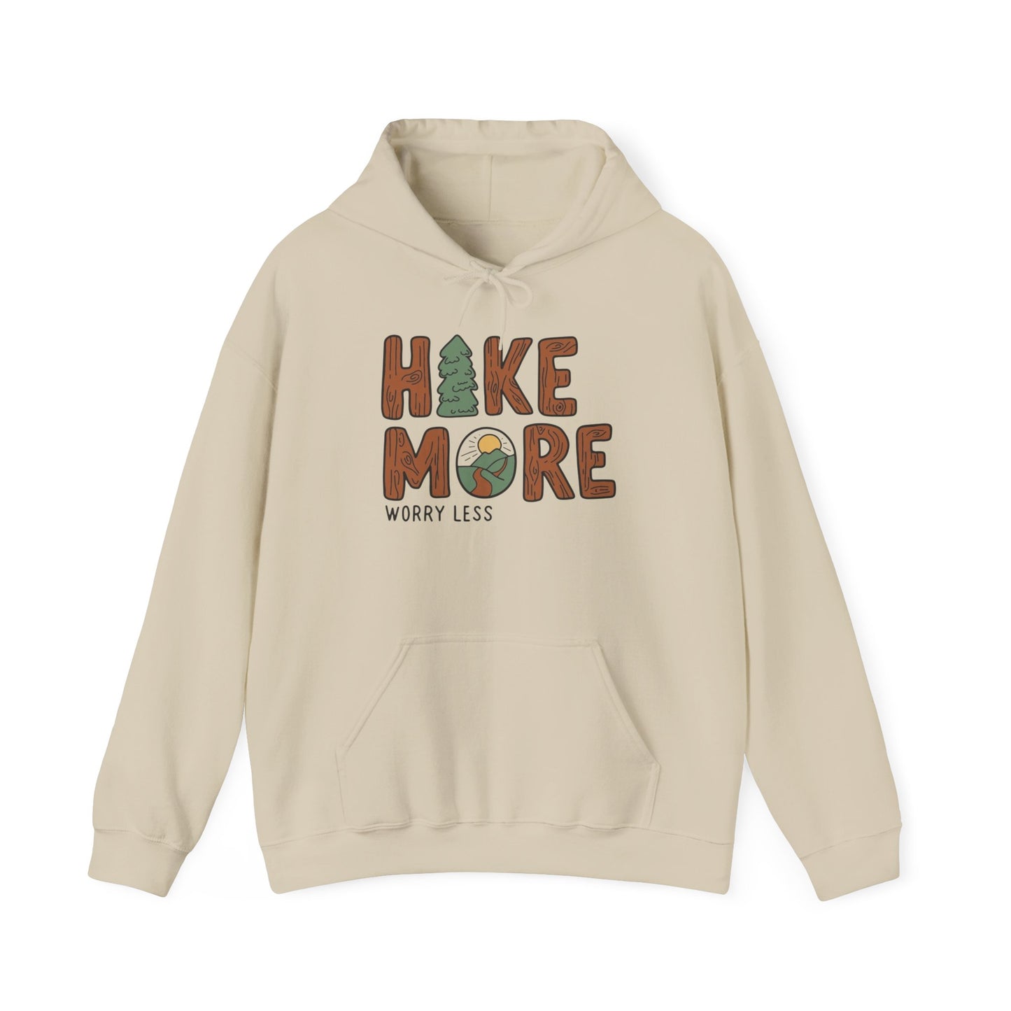 Hike More Worry Less Graphic Hoodie Unisex Heavy Blend™ Hooded Sweatshirt