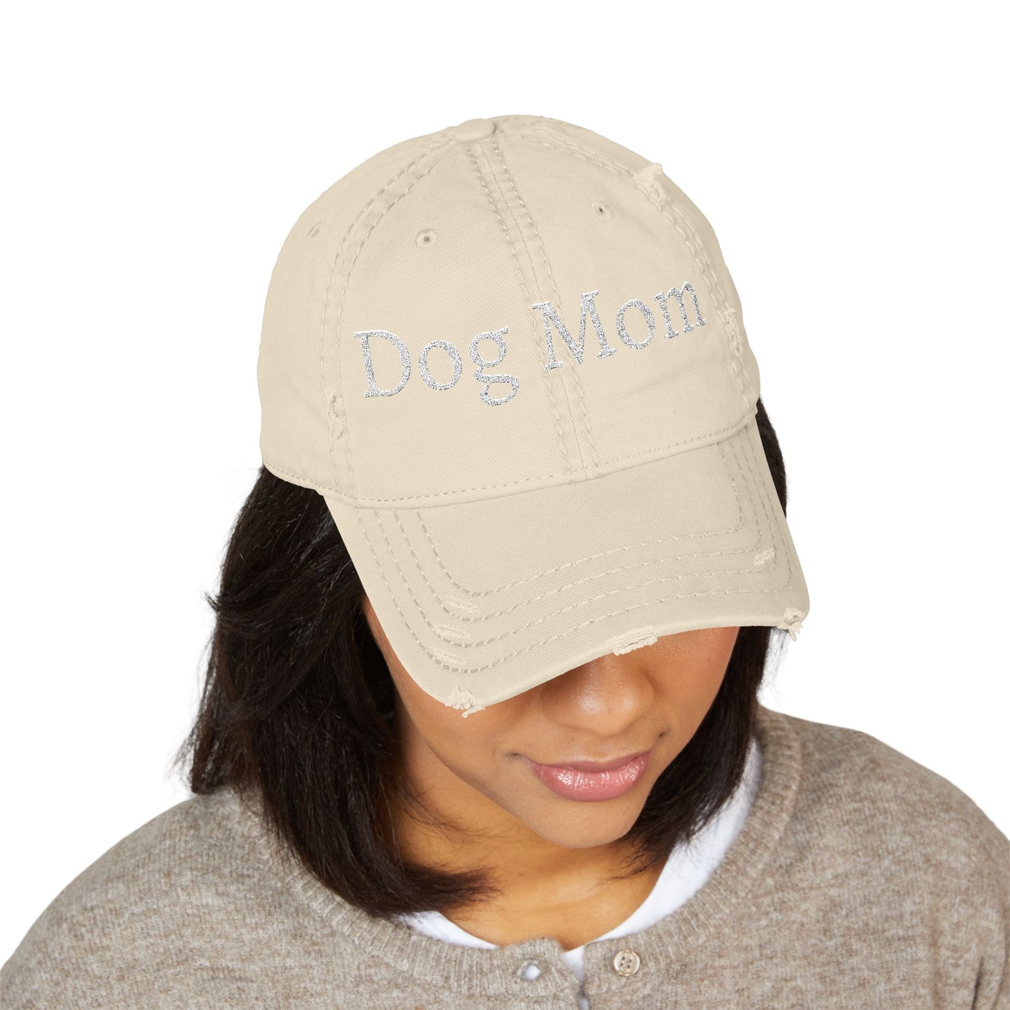 Embroidered Dog Mom Distressed Hat, Animal Lover Gift, Dad Cap, Pet Parent