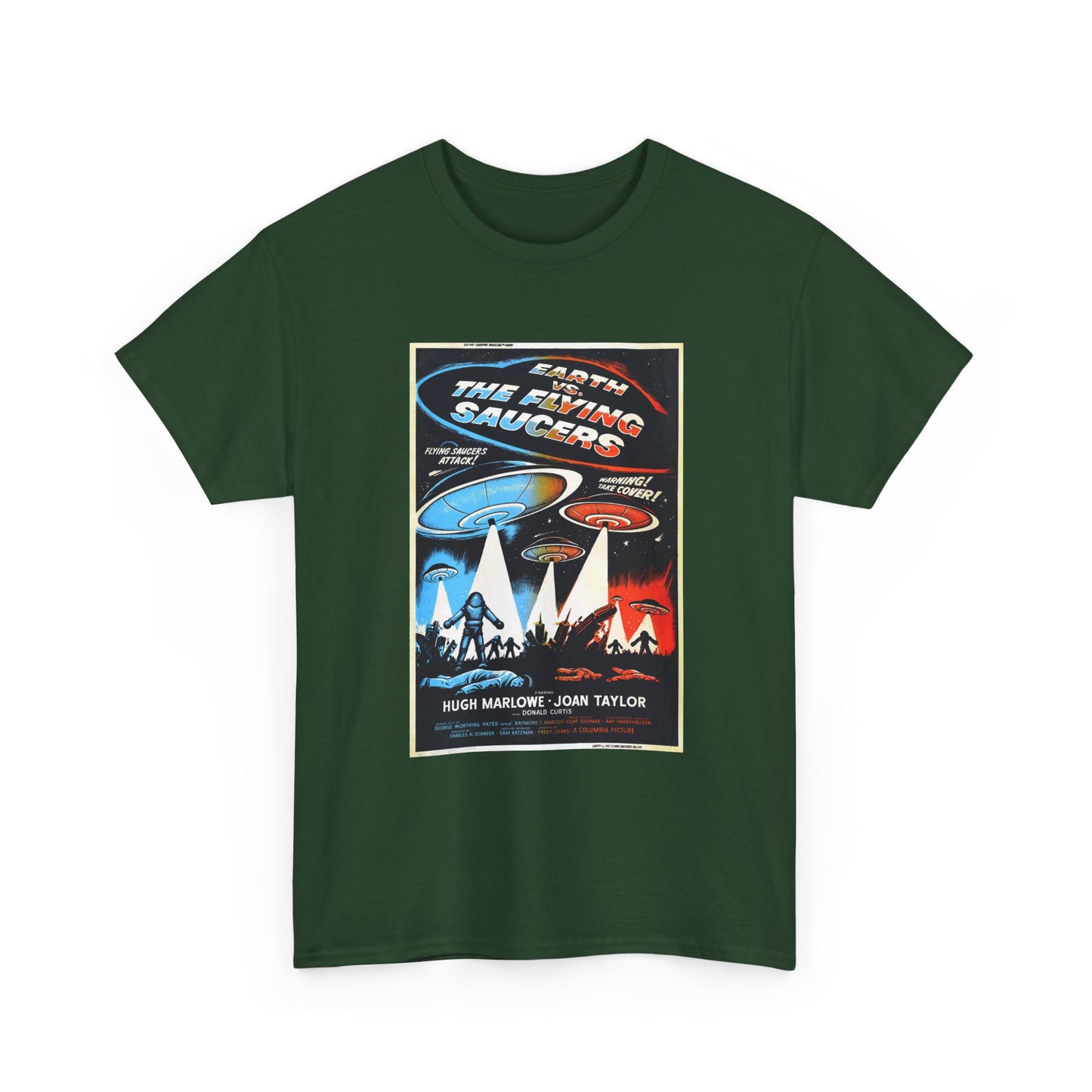 Earth vs Flying Saucers Tshirt Vintage Movie Poster Unisex Heavy Cotton Tee