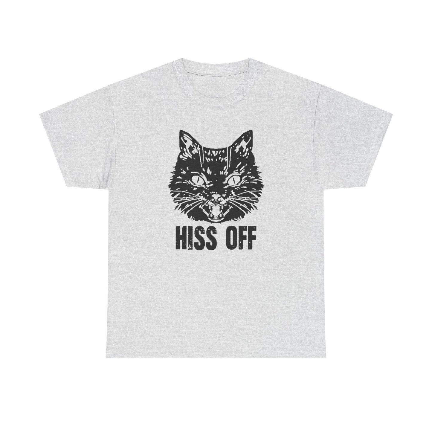 Hiss Off Funny Cat Graphic T-Shirt Unisex Heavy Cotton Tee Gift