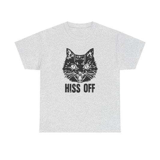 Hiss Off Funny Cat Graphic T-Shirt Unisex Heavy Cotton Tee Gift