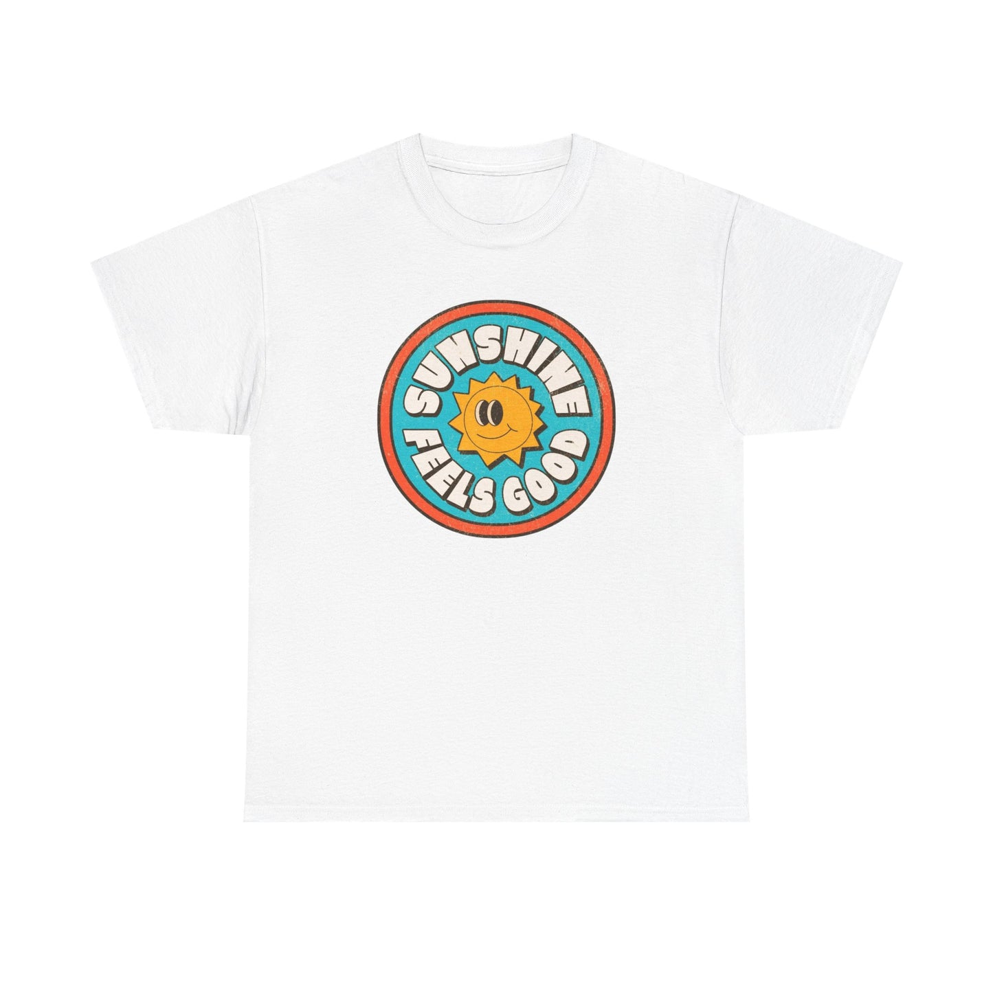 Sunshine Feels Good Graphic T Shirt Happy Smiles Unisex Heavy Cotton Tee