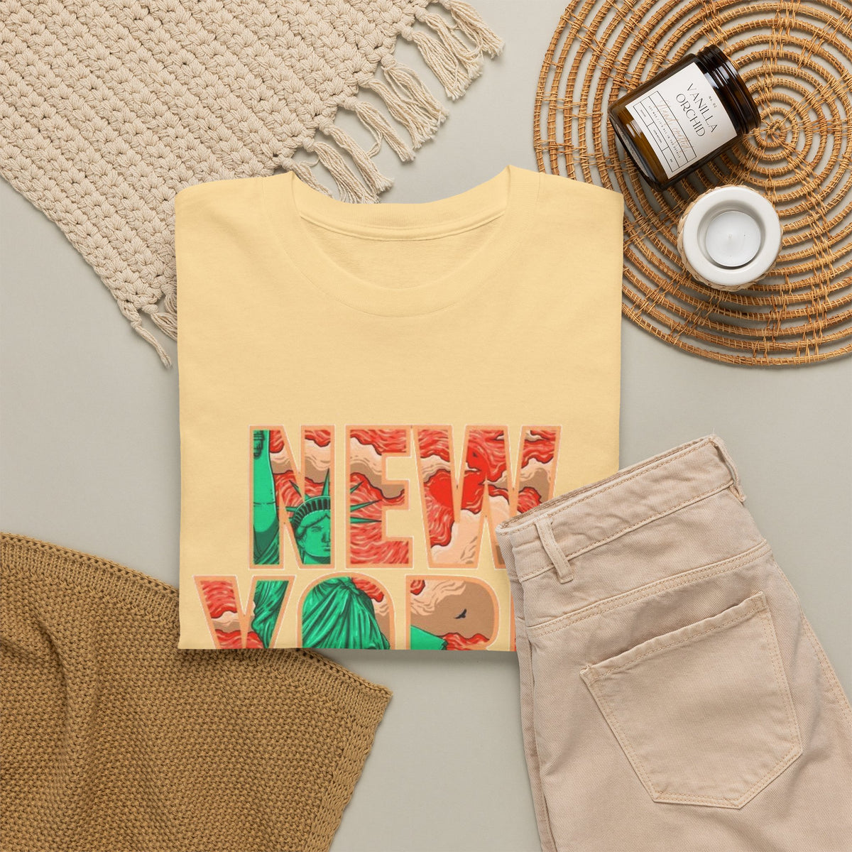 New York City Art Graphic T Shirt Men's Retro Heavy Cotton Tee