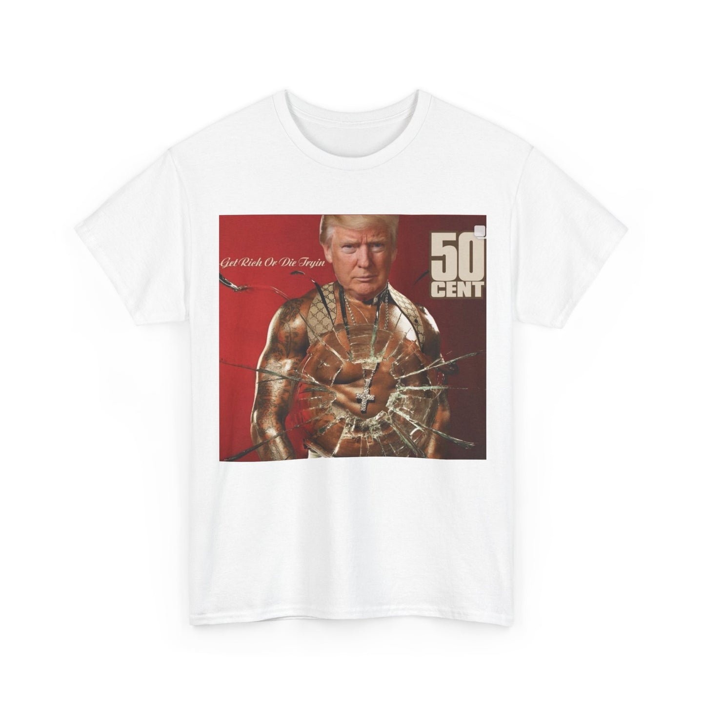 Trump 50 Cent T Shirt 2024 graphic Get Rich Or Die Tryin Unisex Heavy Cotton Tee