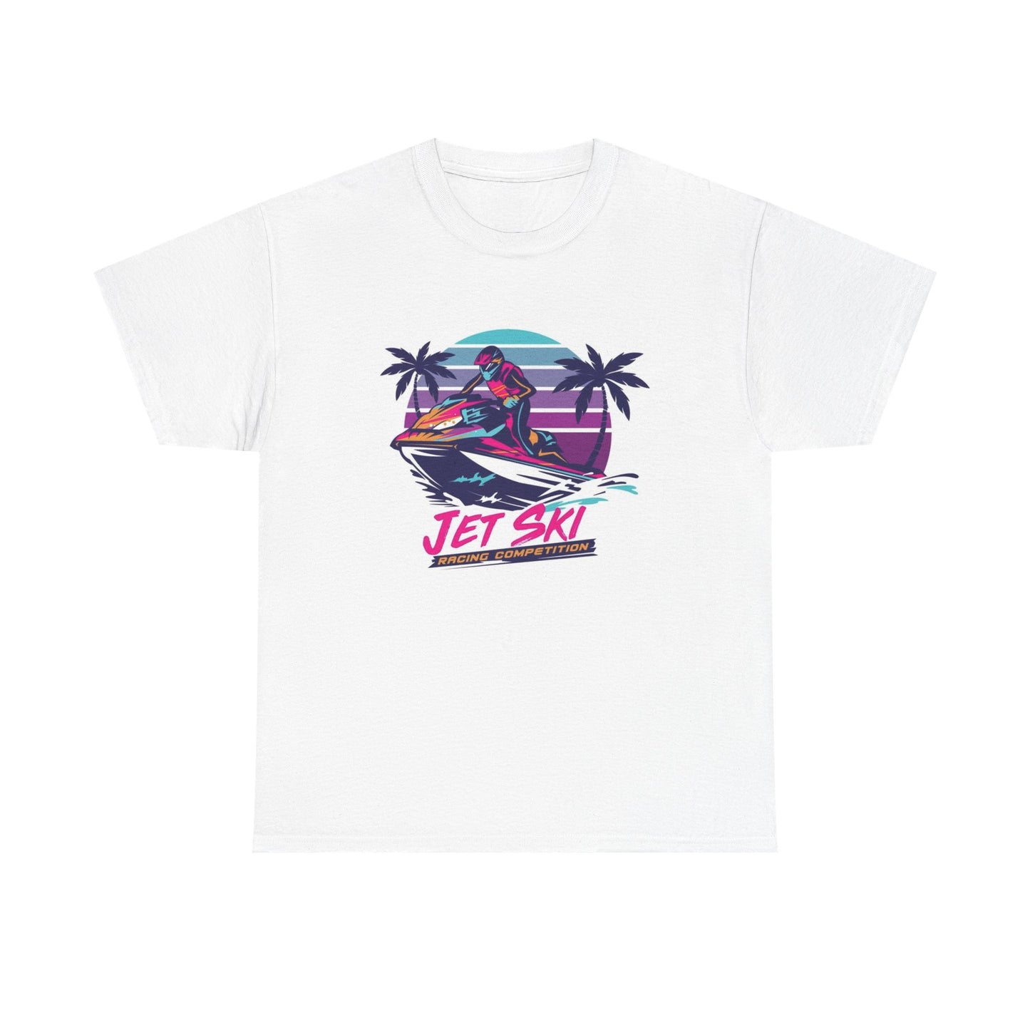 Jet Ski Graphic T Shirt Retro Neon Art Vintage Unisex Heavy Cotton Tee