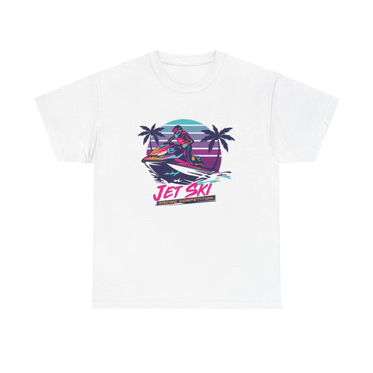 Jet Ski Graphic T Shirt Retro Neon Art Vintage Unisex Heavy Cotton Tee