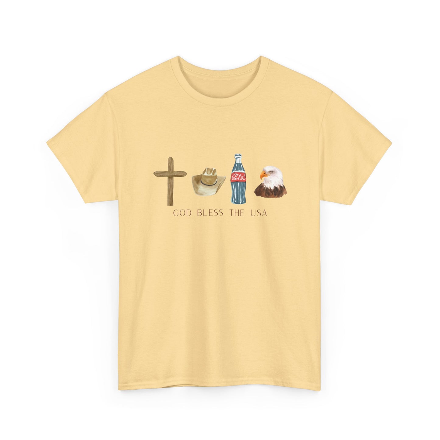 God Bless The USA T Shirt Graphic Men's Heavy Cotton Tee
