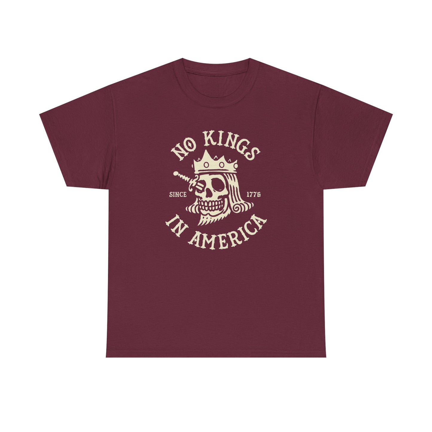 NO KINGS IN AMERICA Graphic T-Shirt Comfy Cotton Tee Brand NEW