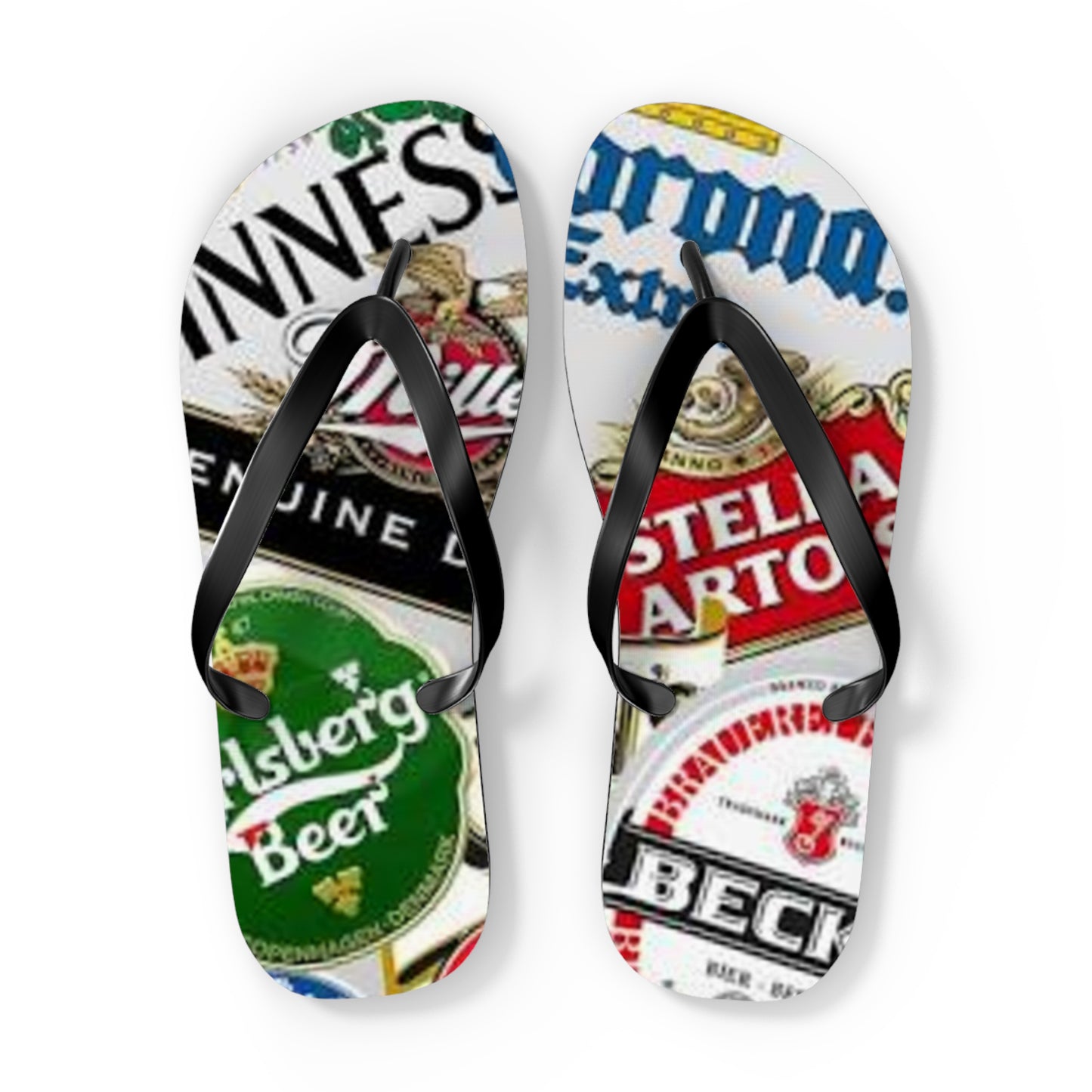 Beer Labels Summer Sandals, Beach Shoes, Vacation Flip Flops, Pool Slides