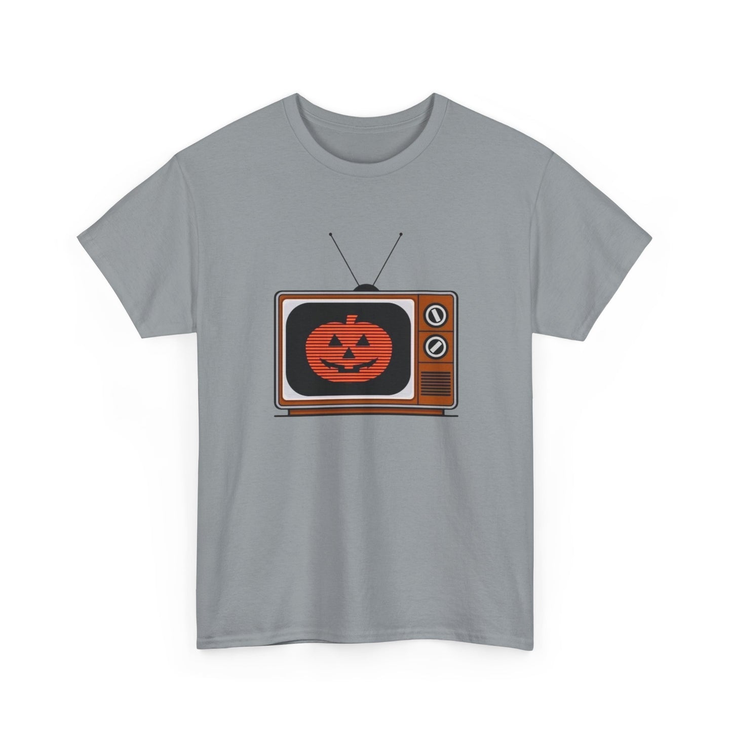 Halloween Pumpkin Tv Retro Graphic T Shirt Unisex Heavy Cotton Tee