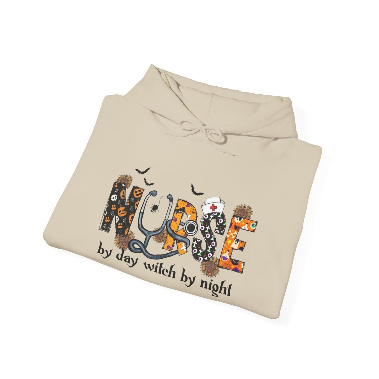 Nurse By Day Witch By Night Graphic Hoodie Unisex Heavy Blend™ Hooded Sweatshirt
