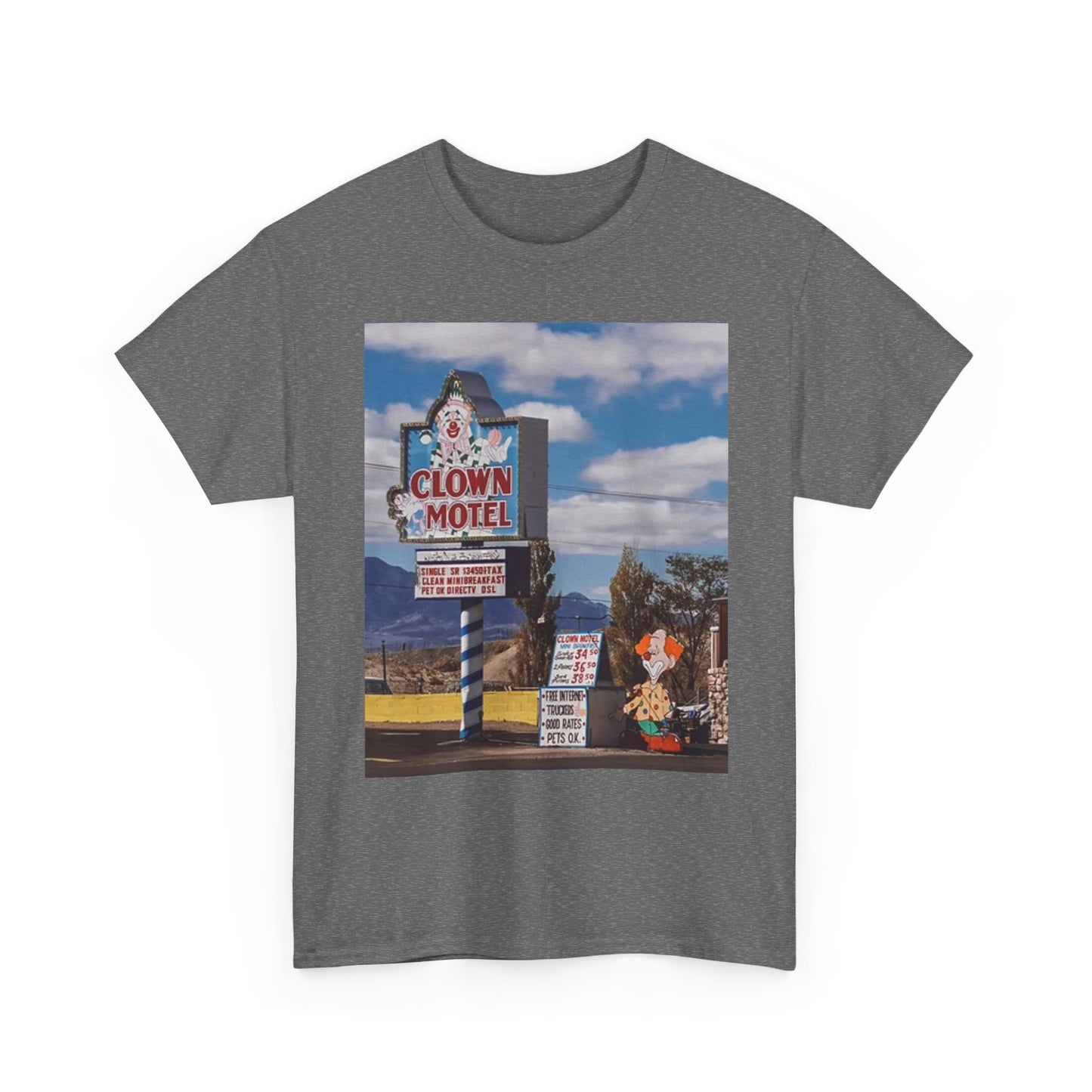 Clown Motel Graphic T Shirt Vintage Fair Funny Retro Unisex Heavy Cotton Tee