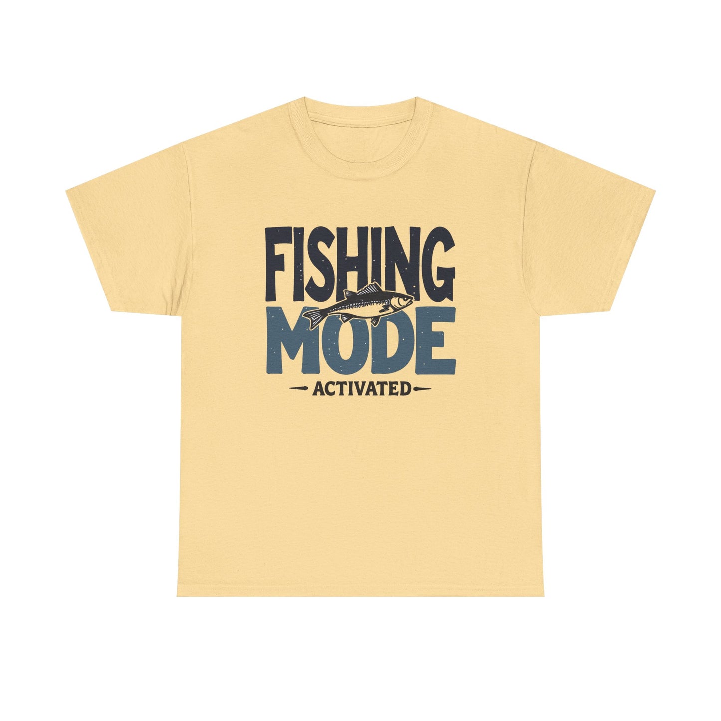 Fishing Mode Activated Graphic T Shirt Men's Heavy Cotton Tee
