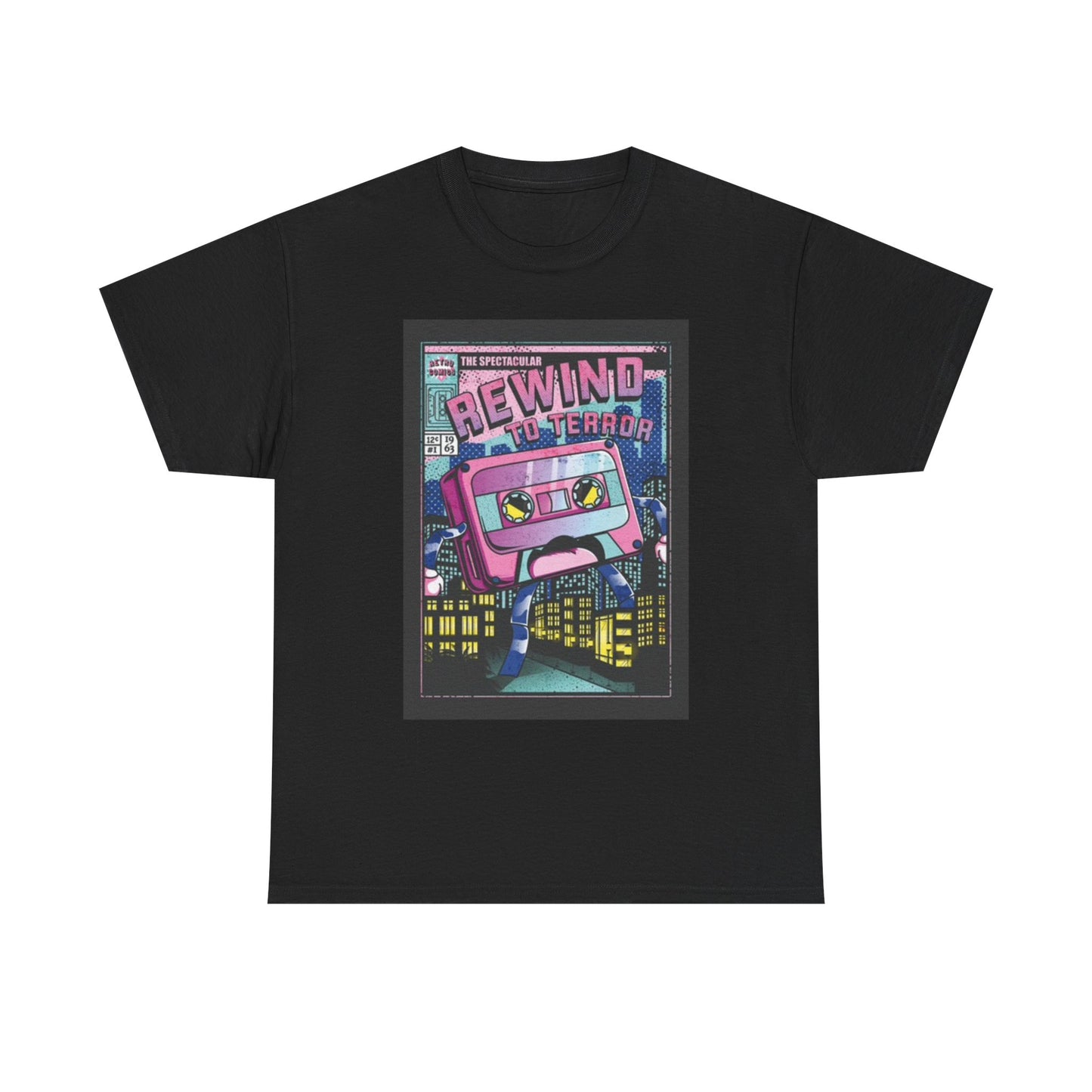 Rewind To Terror Shirt Funny Cassette Tape Art Poster Unisex Heavy Cotton Tee