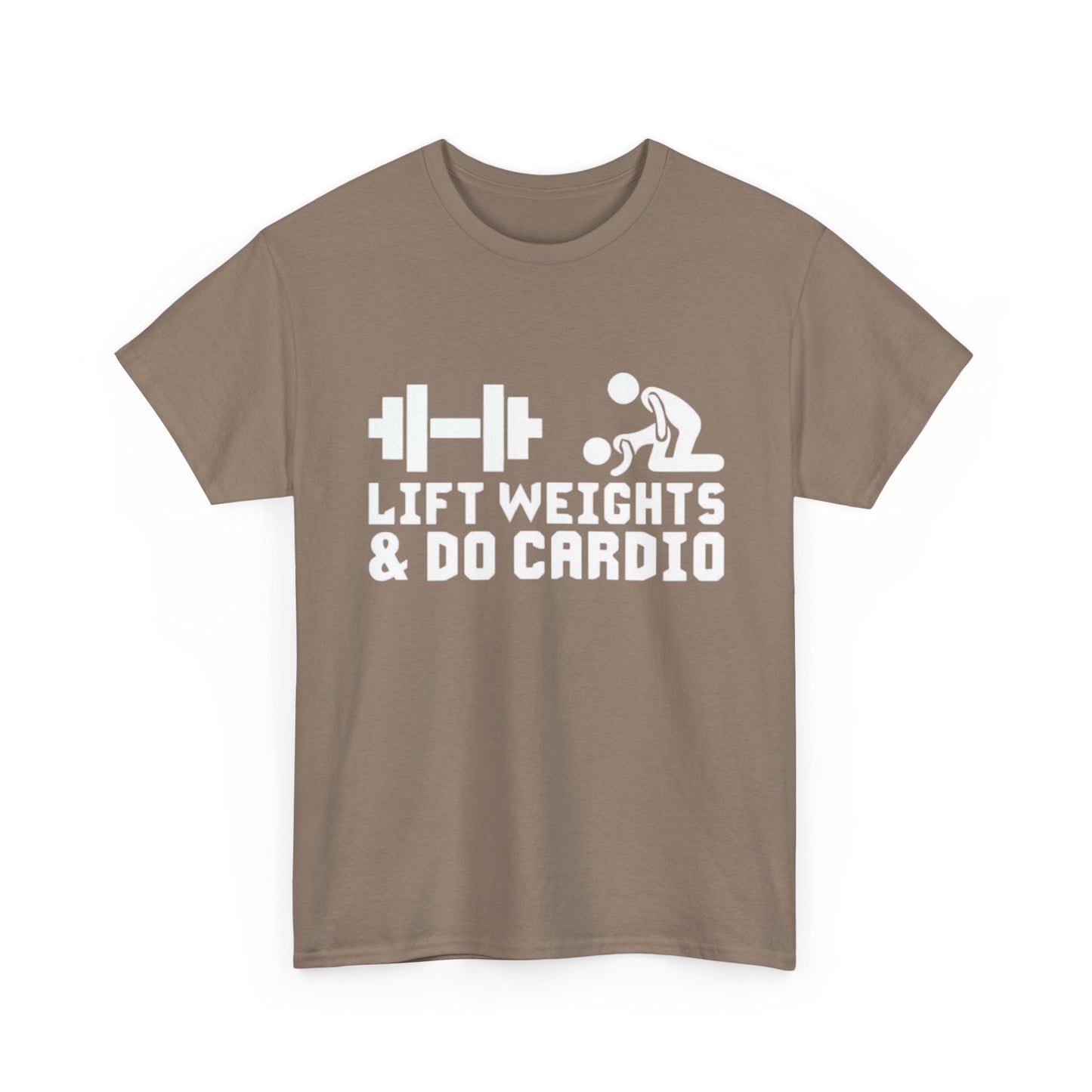 Lift Weights And Cardio Shirt Funny Graphic GYM Workout Unisex Heavy Cotton Tee