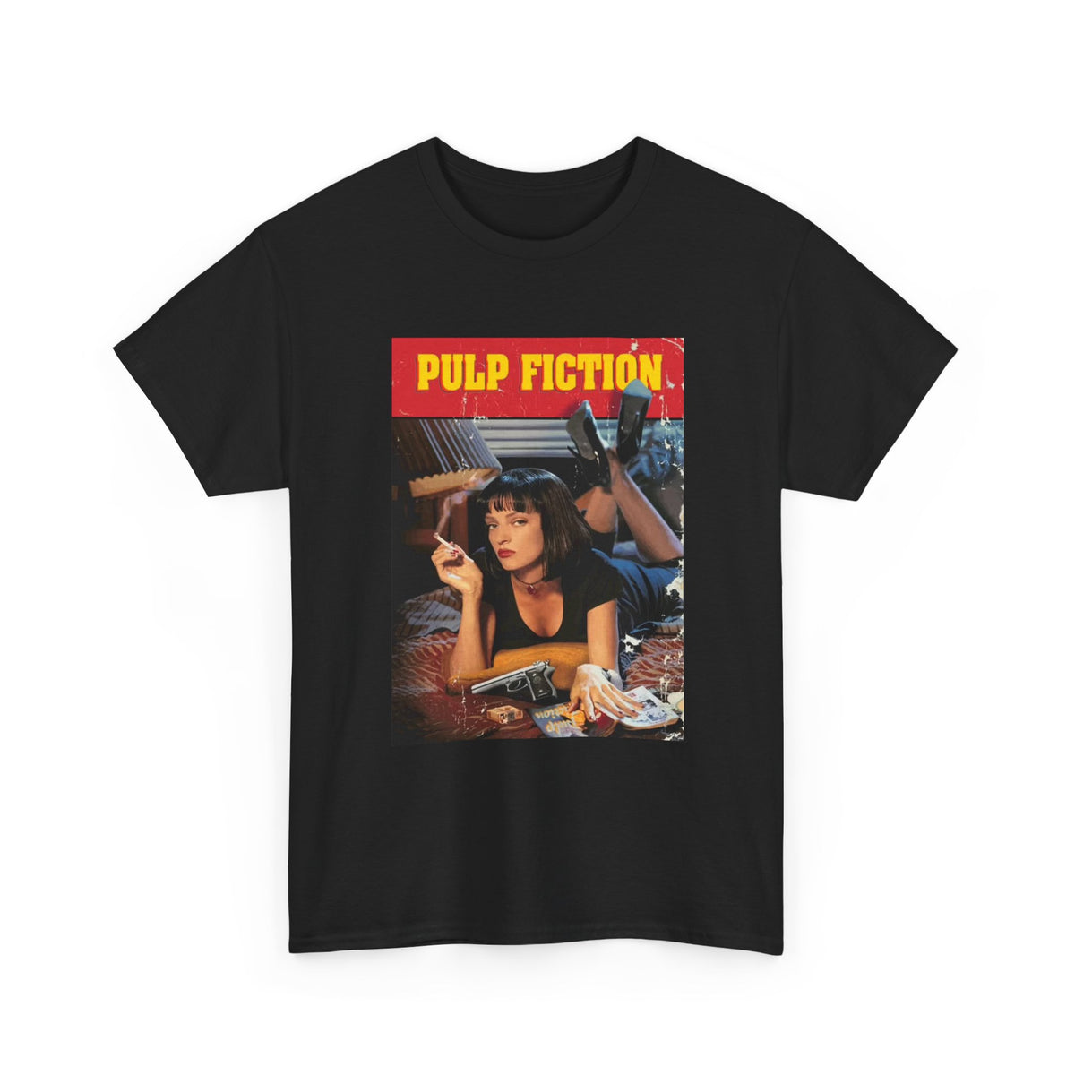 Pulp Fiction Tshirt Vintage Movie poster 90s Nostalgia Unisex Heavy Cotton Tee