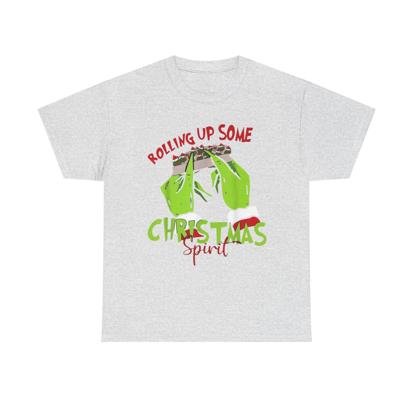 Rolling Up Some Christmas Spirit Funny Graphic T Shirt Unisex Heavy Cotton Tee