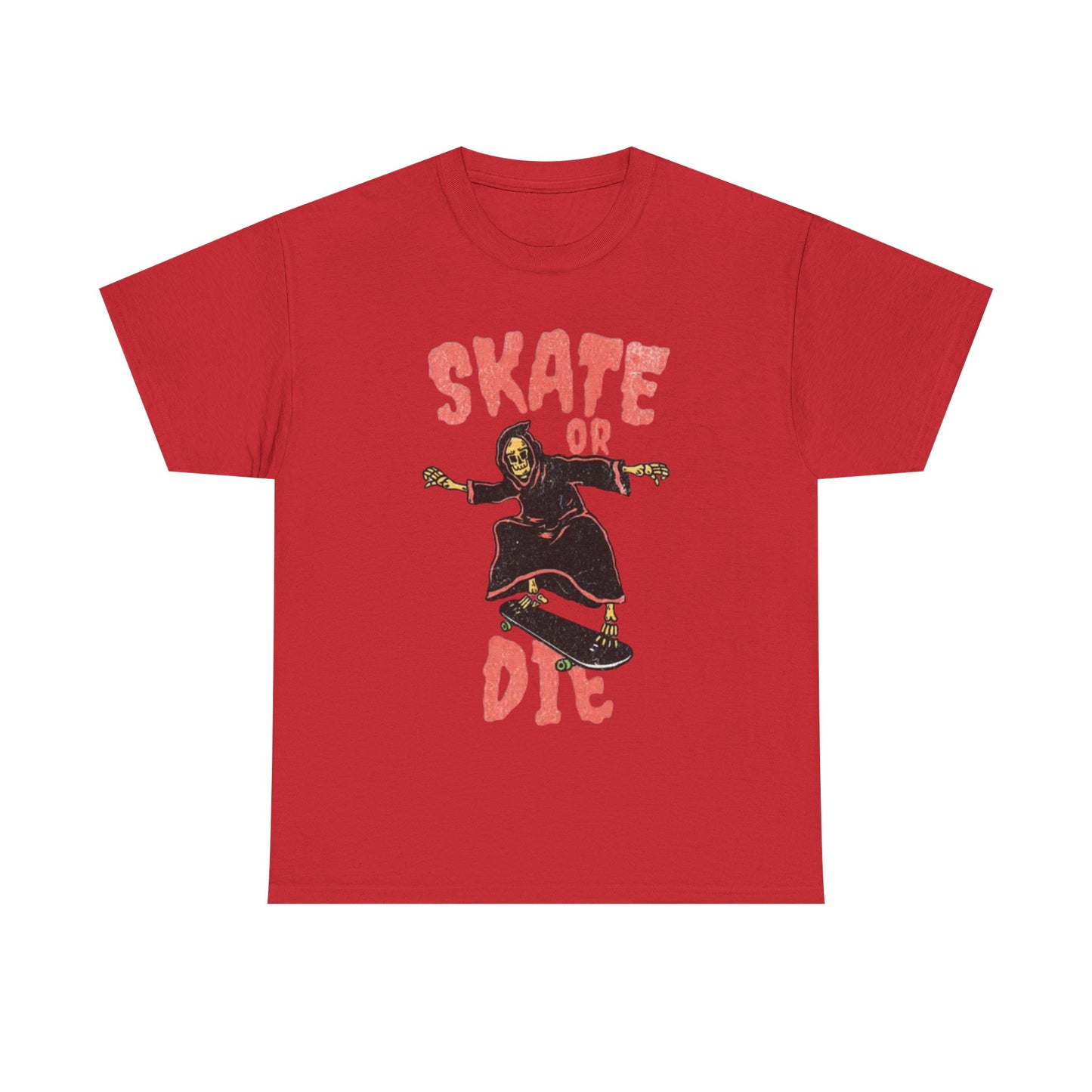 Skate Or Die Shirt Retro Skateboarding Dunks Skeleton Unisex Heavy Cotton Tee