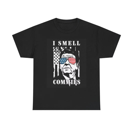 I Smell Commies Ronald Reagan T Shirt Funny American USA Unisex Heavy Cotton Tee