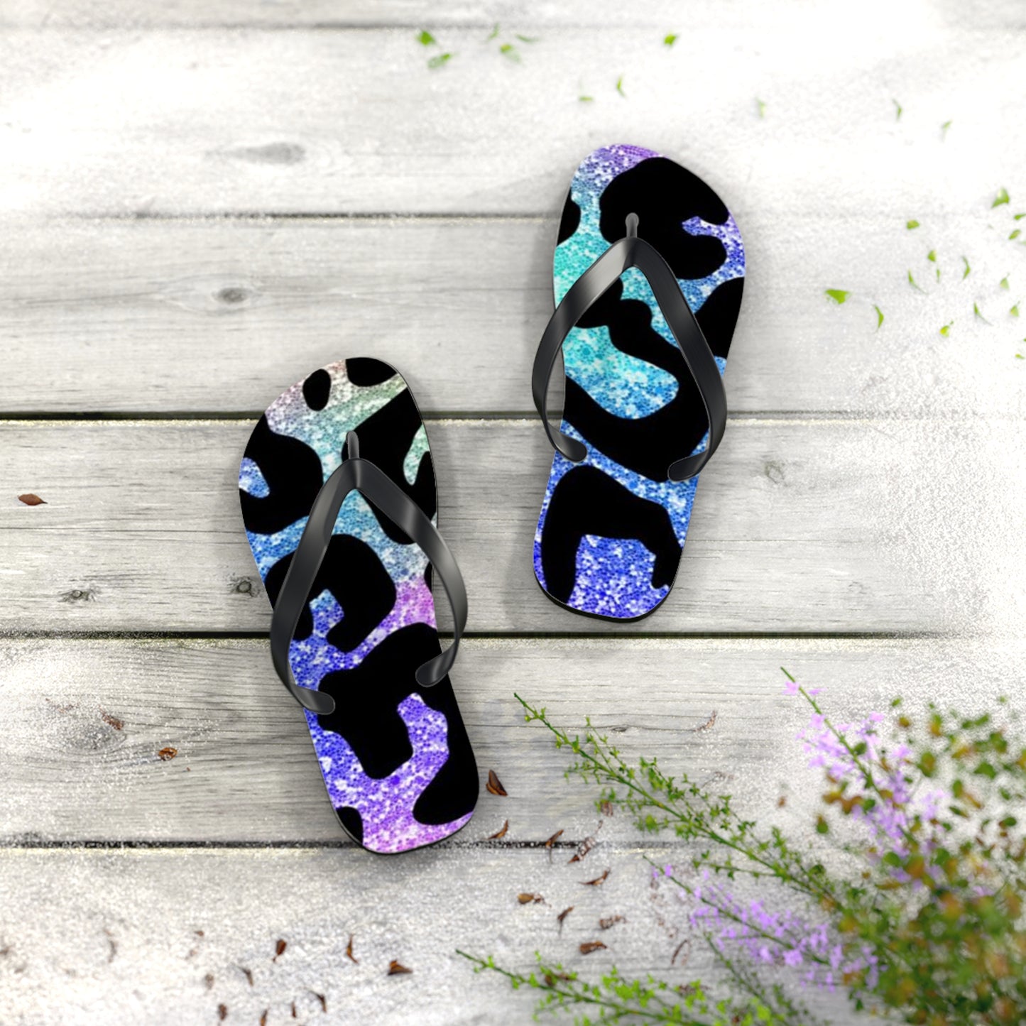 Glitter Animal Beach Sandals, Slides for Summer, Flip Flops, Water Resistant