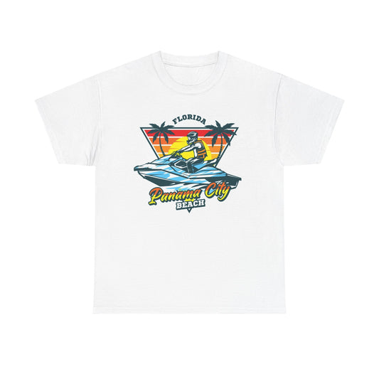 Florida Panama City Beach Jet Ski Graphic T Shirt Unisex Heavy Cotton Tee