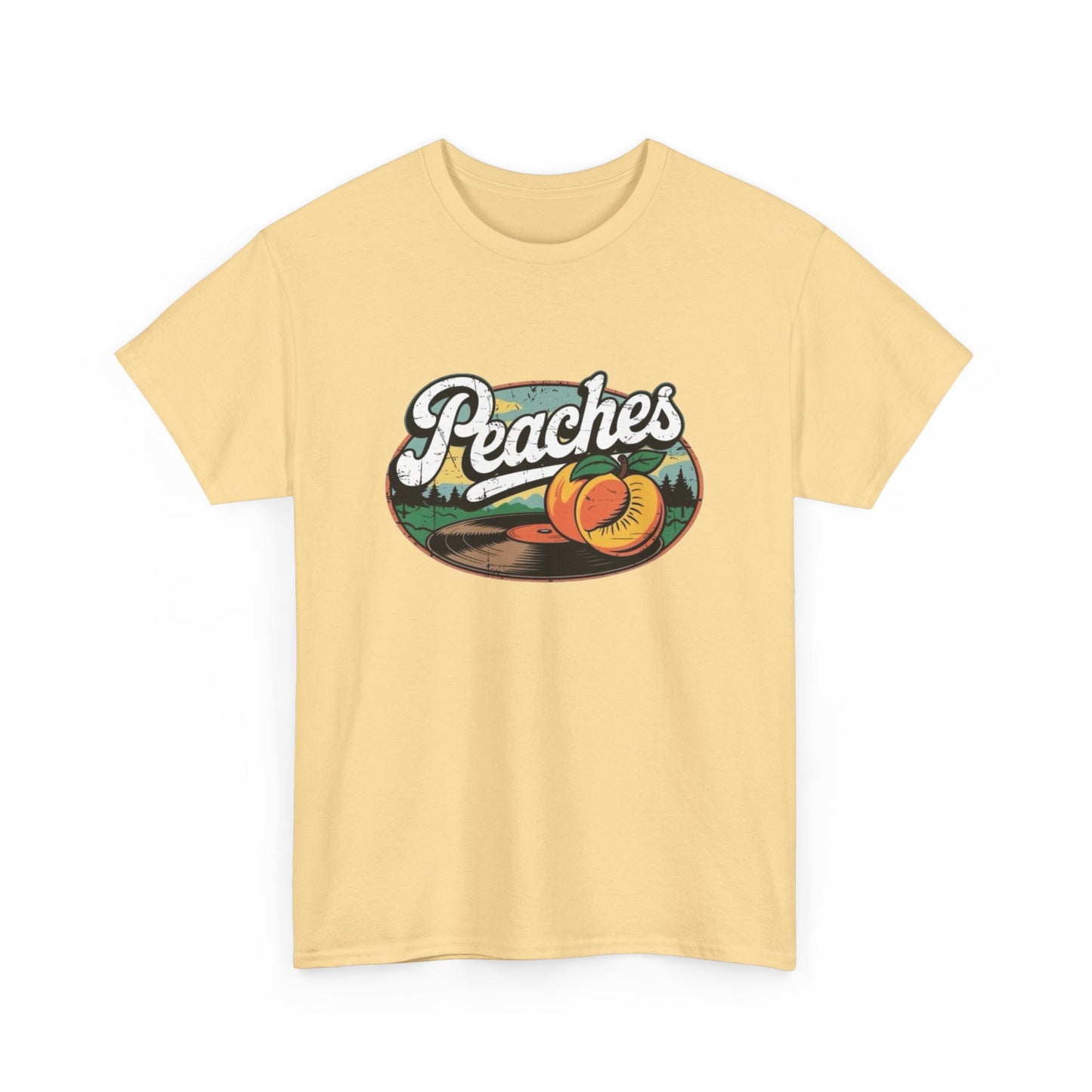 Peaches Retro Graphic T Shirt NEW Vintage Unisex Heavy Cotton Tee