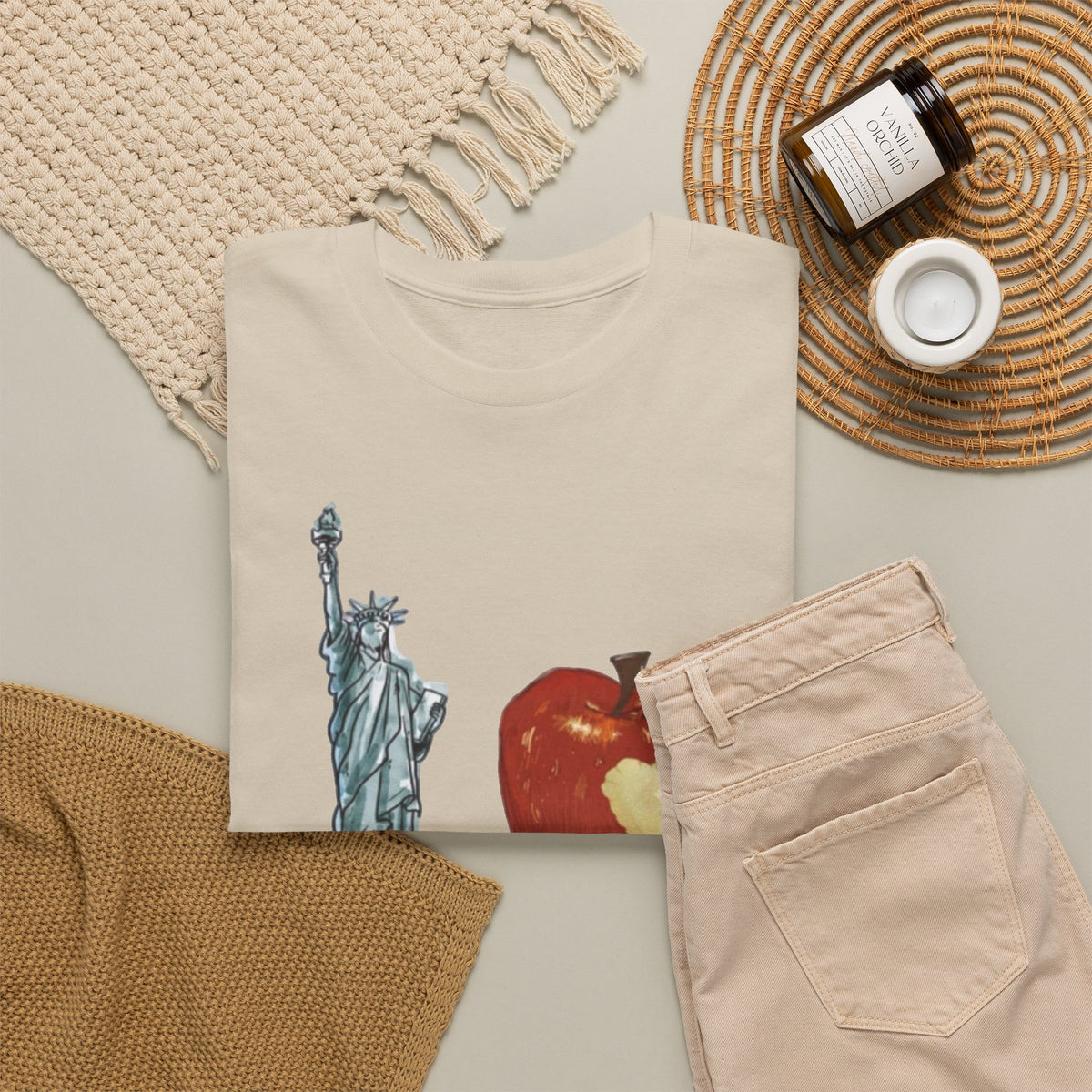 I love New York Graphic T Shirt Vintage Big Apple Men's Heavy Cotton Tee