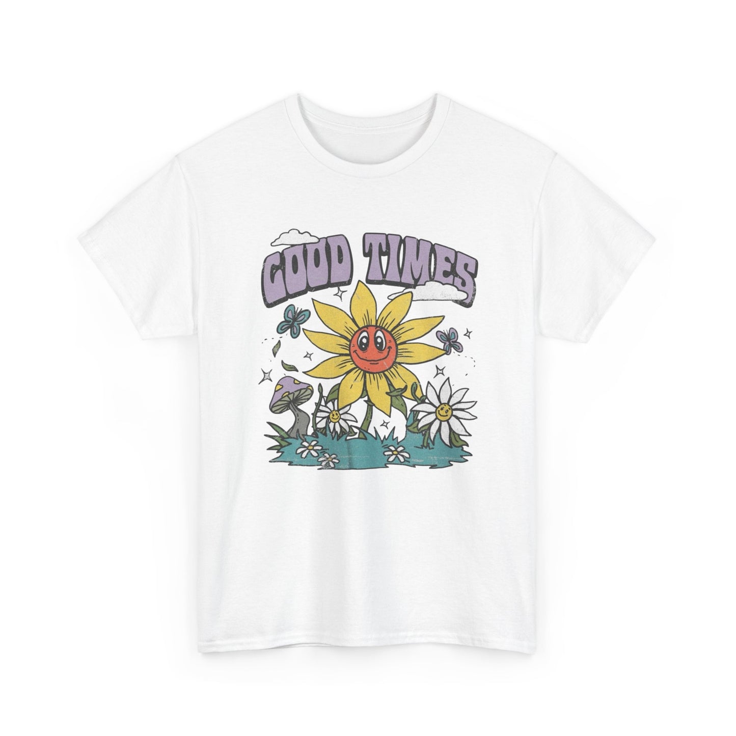 Good Times Sunflower Graphic T Shirt Unisex Heavy Cotton Tee