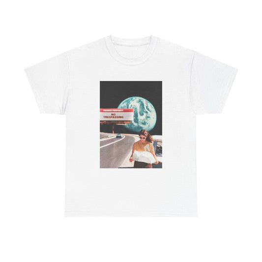 Space Travel Shirt Vintage Moon And Earth Graphic Unisex Heavy Cotton Tee