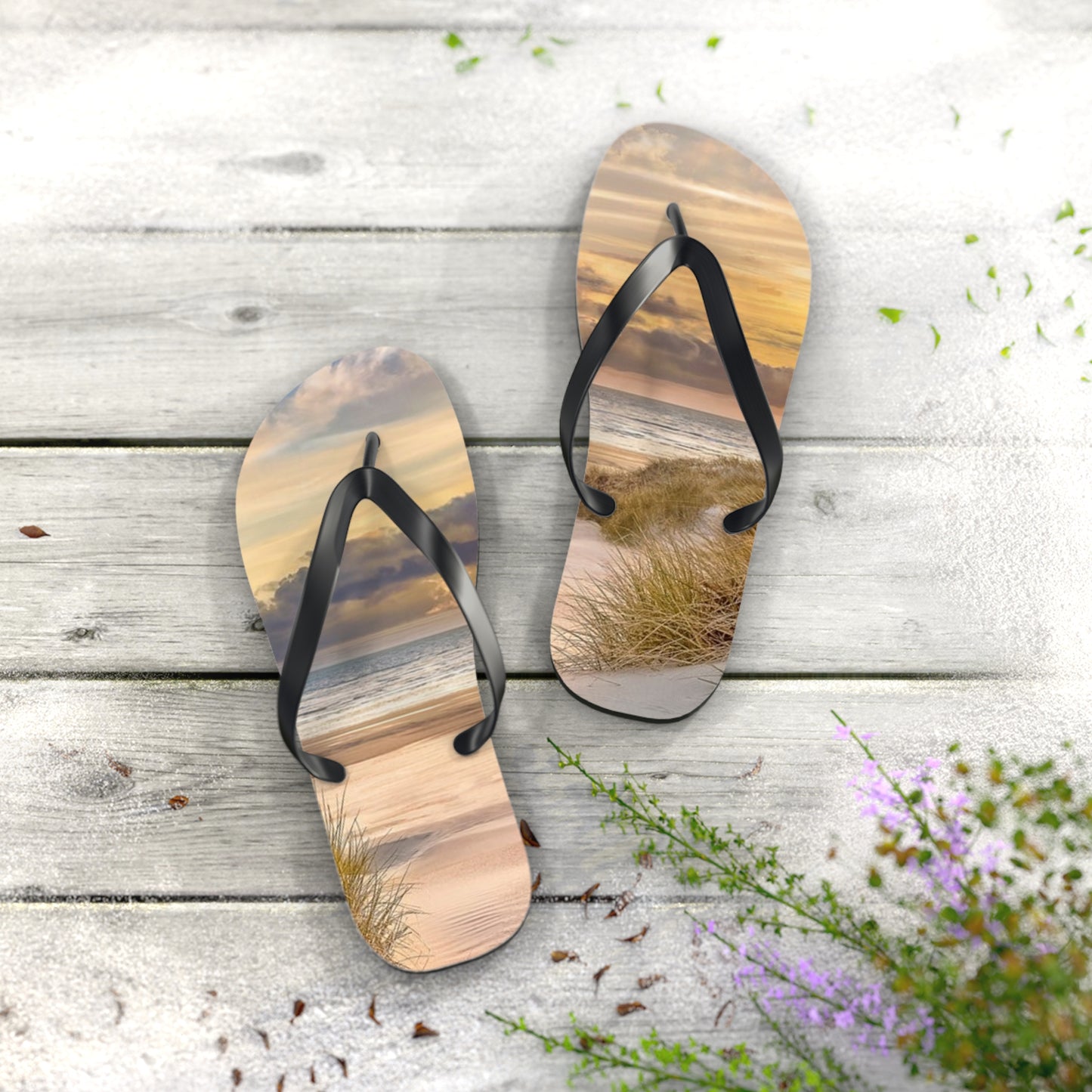 Beach Sunset Flip Flops, Sandals Slides, Summer Footwear, Brand New