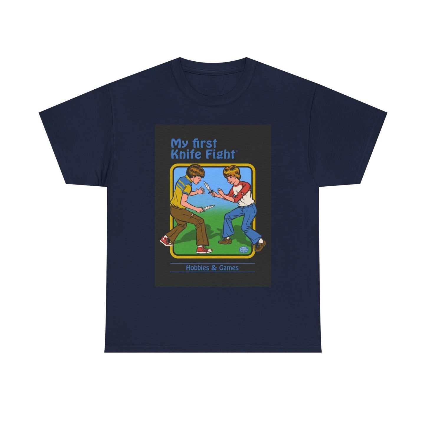 My First Knife Fight Tshirt Funny Kids Poster Retro 70s Unisex Heavy Cotton Tee