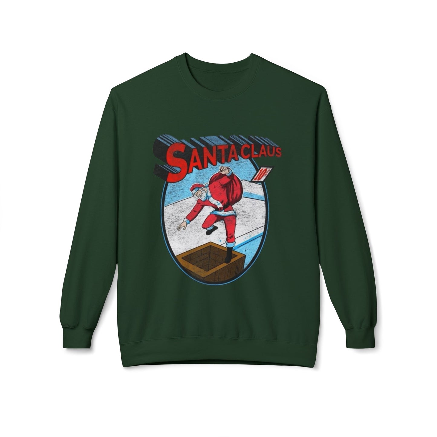 Santa Clause Cartoon Sweater NEW Unisex Fleece Crewneck Sweatshirt