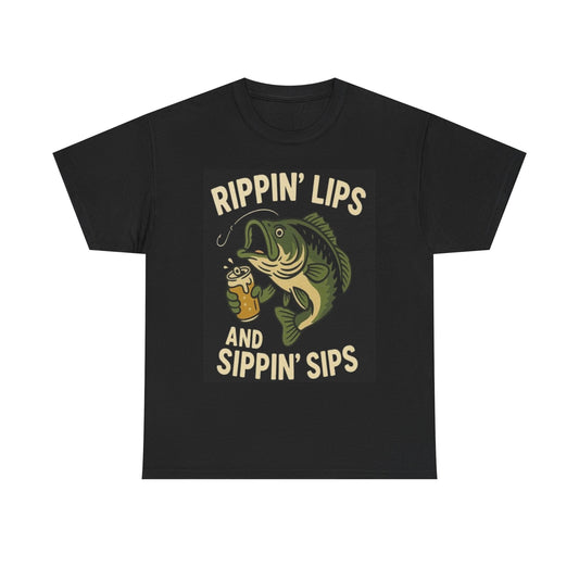 Funny Fishing T Shirt Outdoors Camping Unisex Heavy Cotton Tee