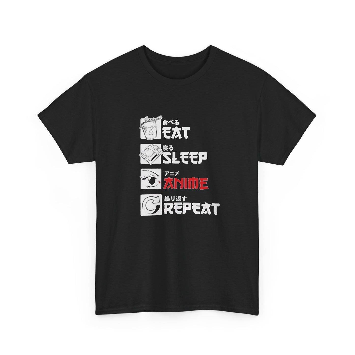 Eat Sleep Anime Graphic T Shirt Unisex Heavy Cotton Tee