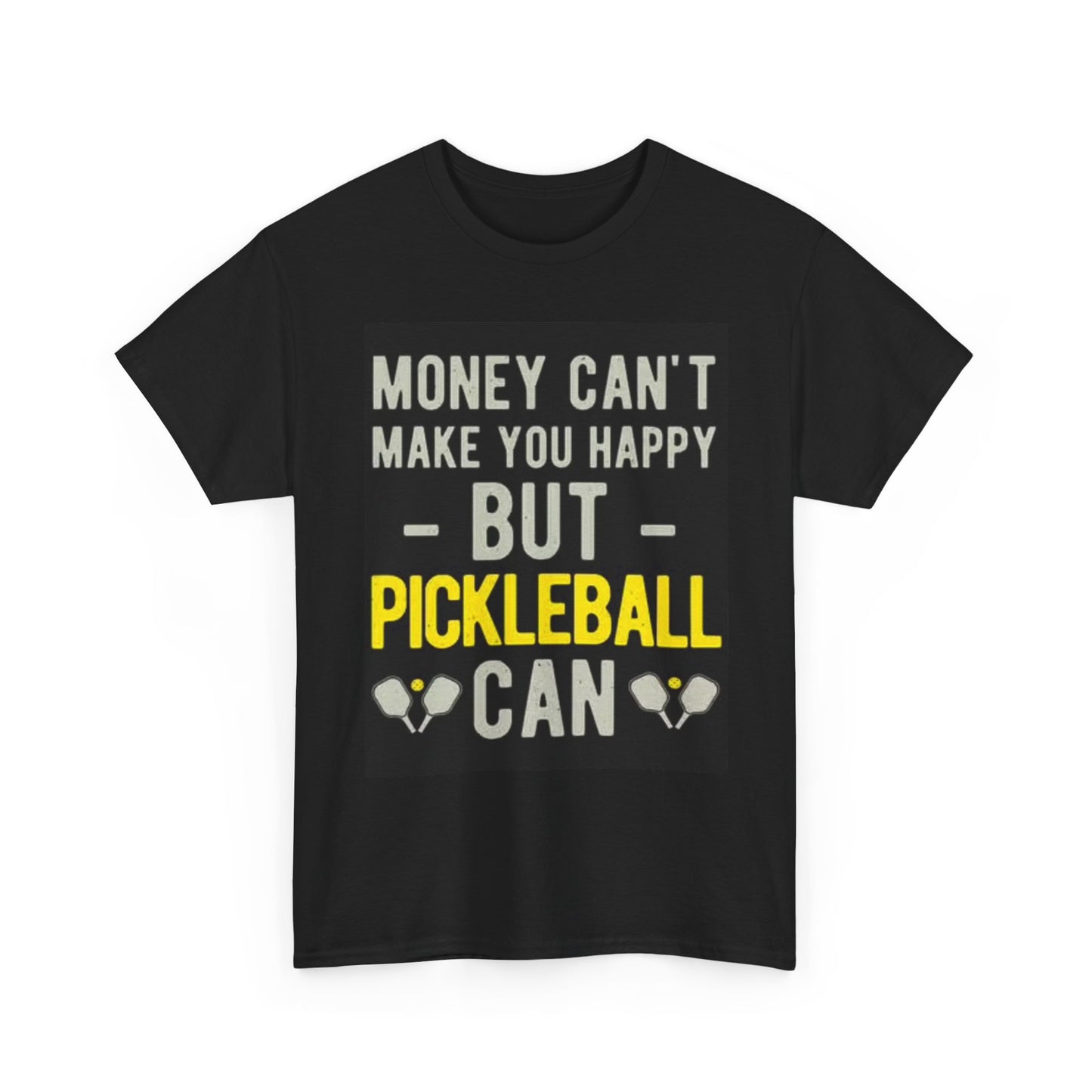 Pickle Ball Buys Happiness Graphic T Shirt Funny Gift Unisex Heavy Cotton Tee