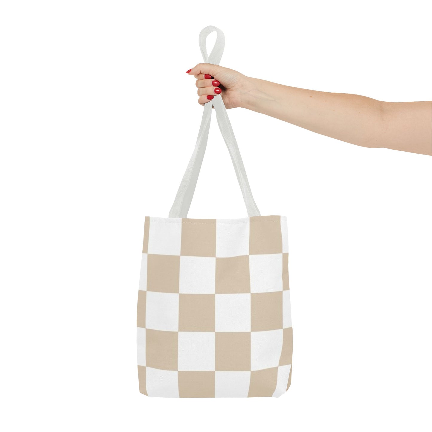 Tan Checkered All Over Print BRAND NEW Purse - Pocketbook - Travel Tote Bag