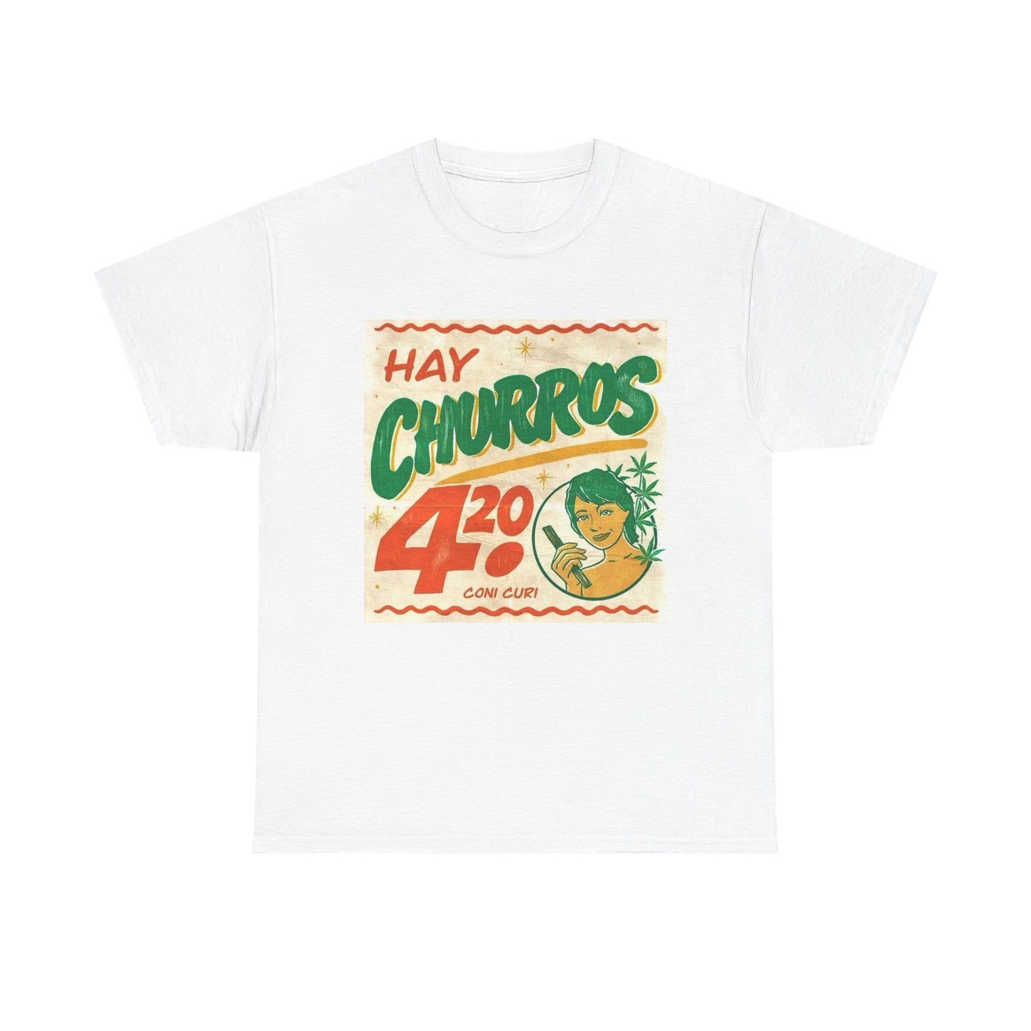 Hay Churros Funny Weed Vintage Graphic T Shirt Unisex Heavy Cotton Tee Gift