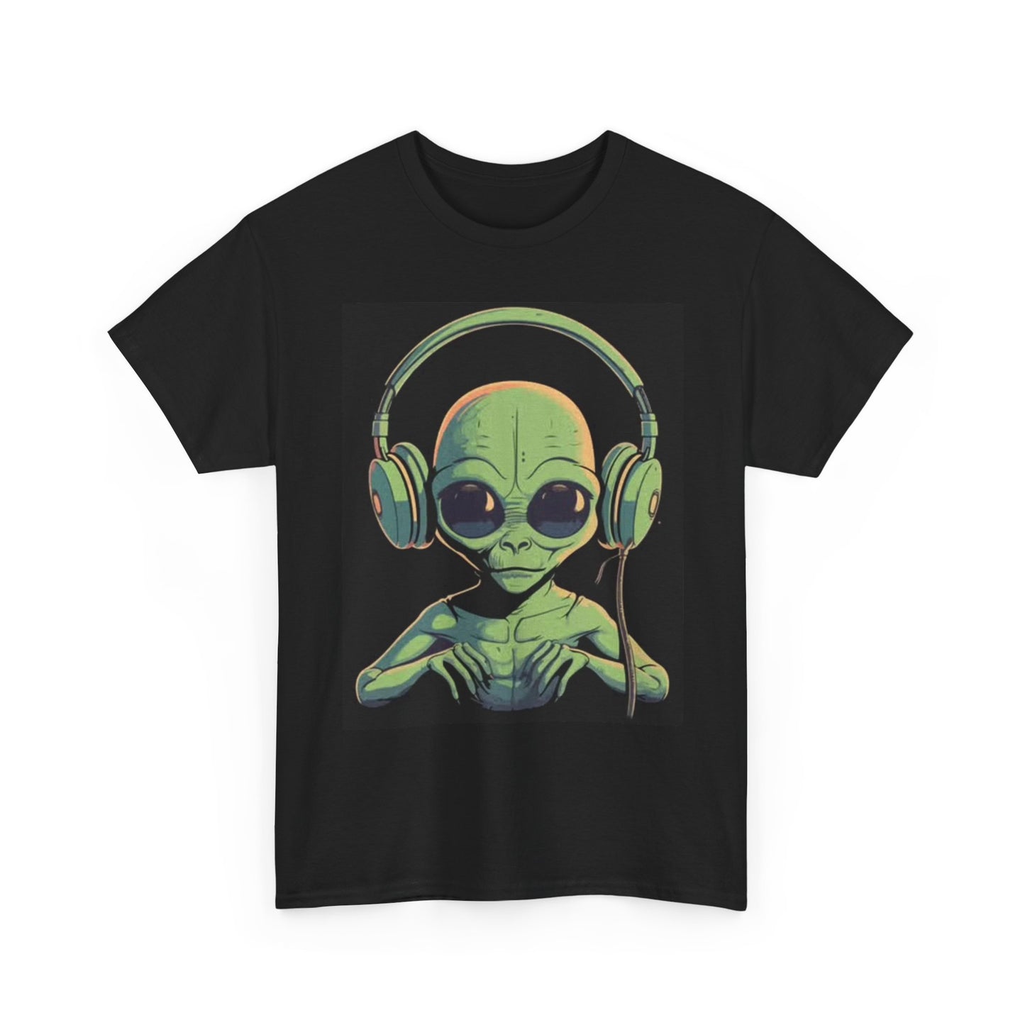 Alien DJ Graphic T Shirt Funny EDM Rap Space Unisex Heavy Cotton Tee