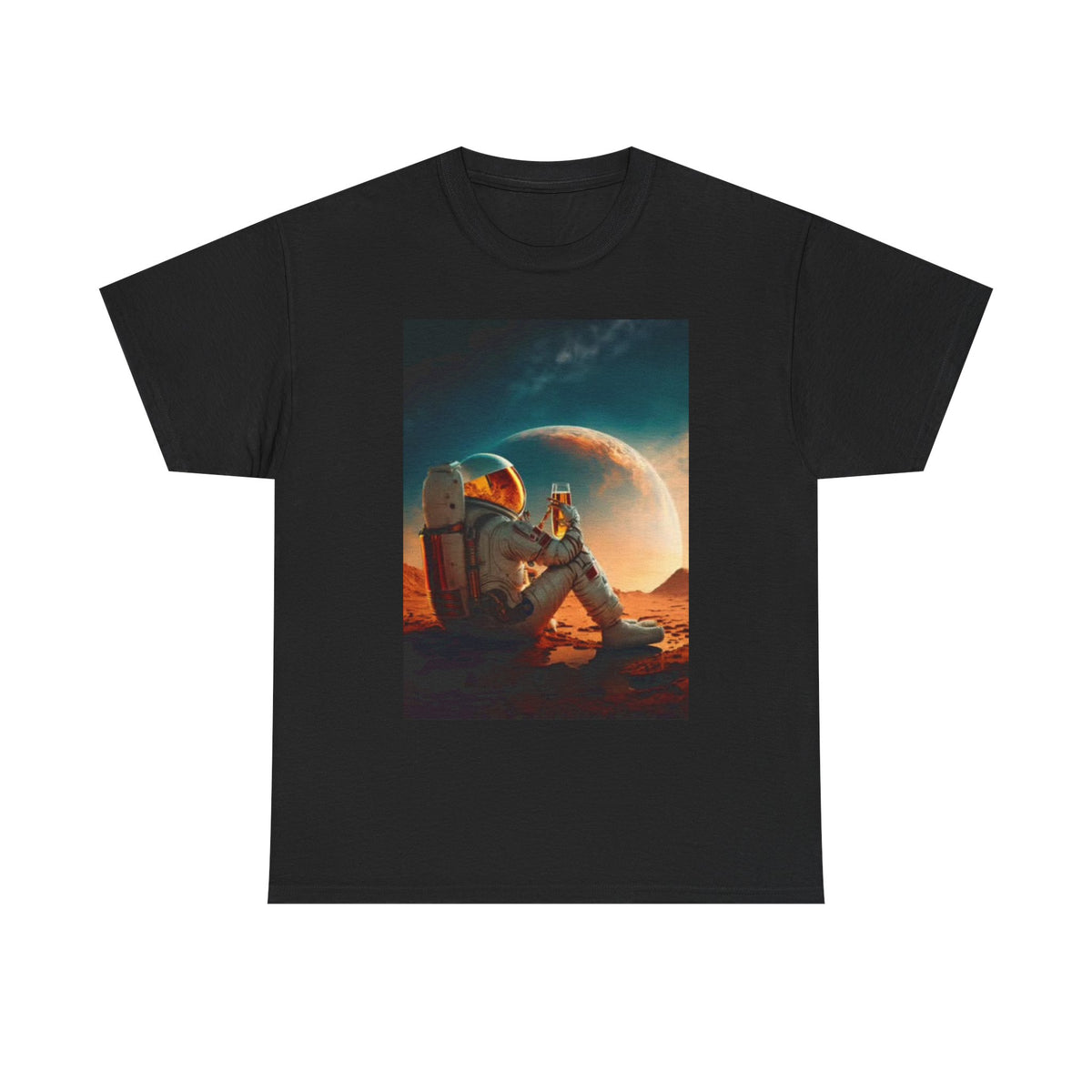 Beers In Space Graphic T Shirt Funny Bar Gift Astronaut Unisex Heavy Cotton Tee