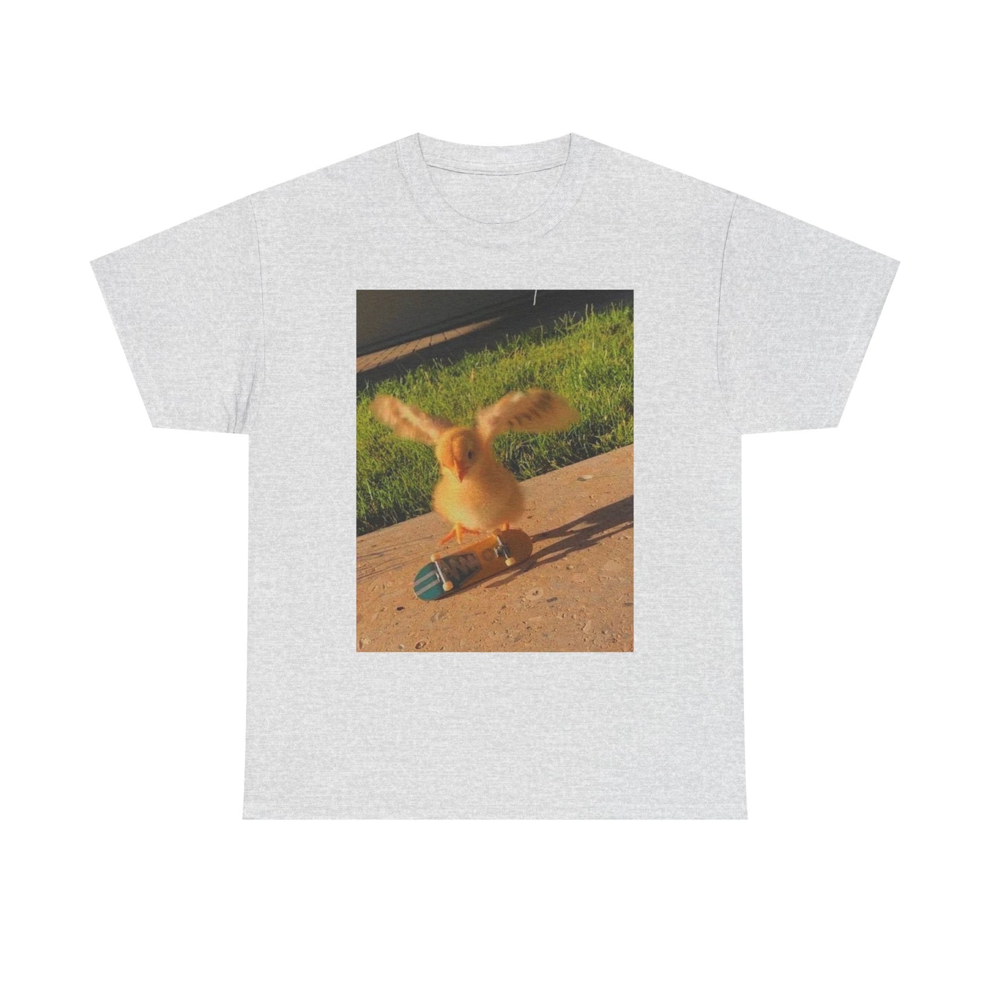 Chicken Skateboarding Funny Graphic T-Shirt Unisex Heavy Cotton Tee NEW