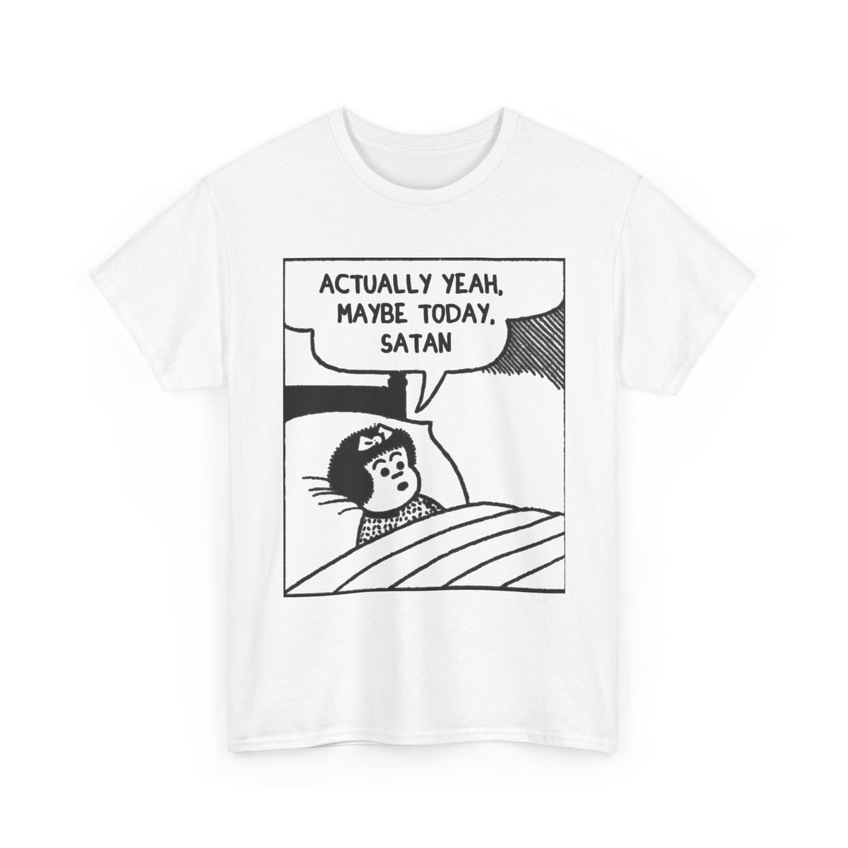 Actually Yeah Maybe Today Satan Comic Tee Men's Graphic Tee