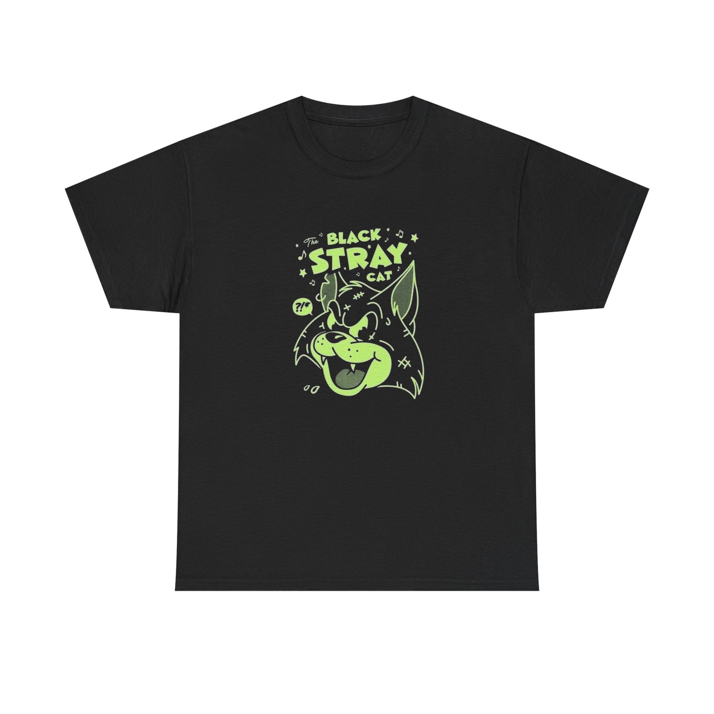 The Black Stray Cat Alley Cat Graphic T Shirt Unisex Heavy Cotton Tee